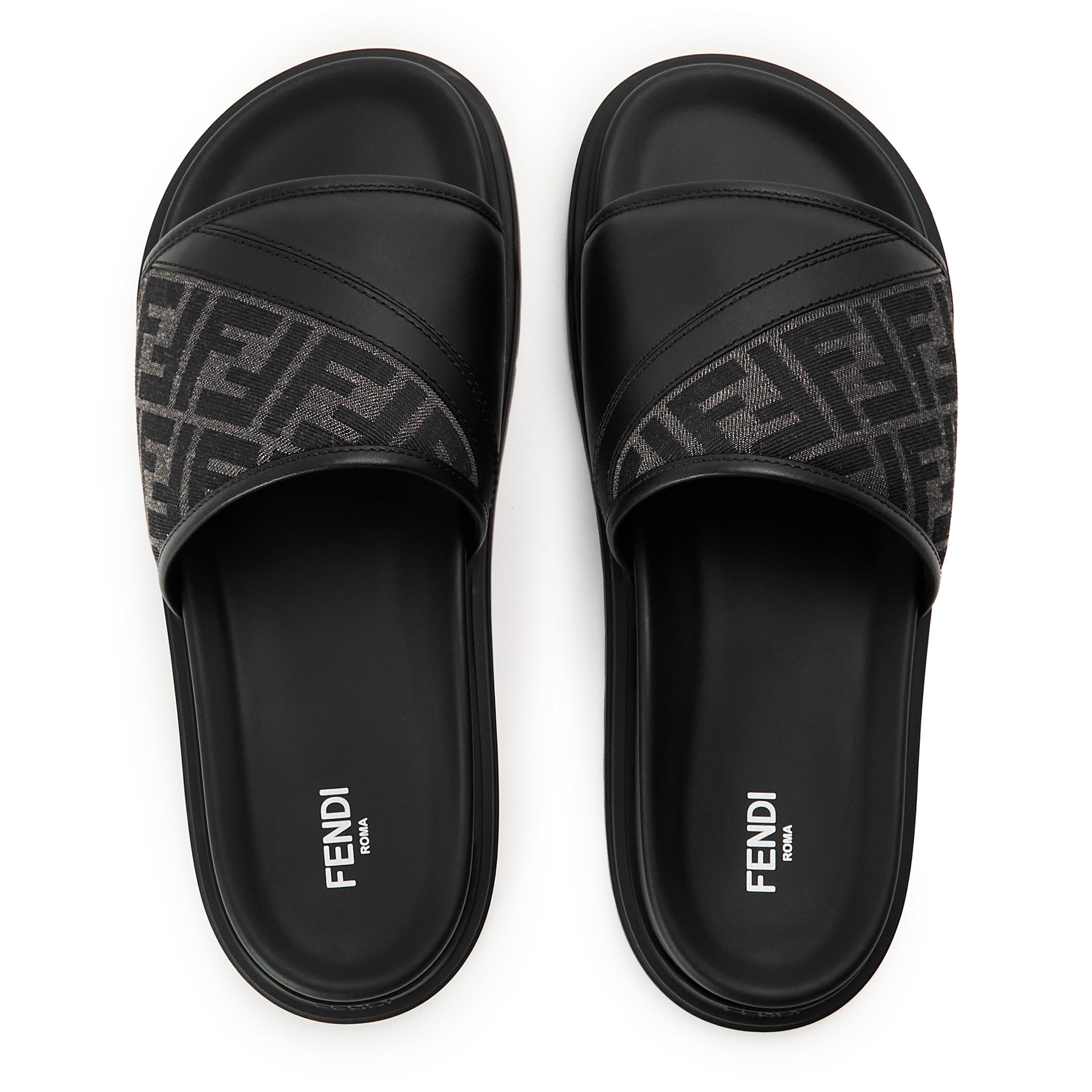 Black/Grey - Fendi - Men's FF Slide Pool Sliders - 5
