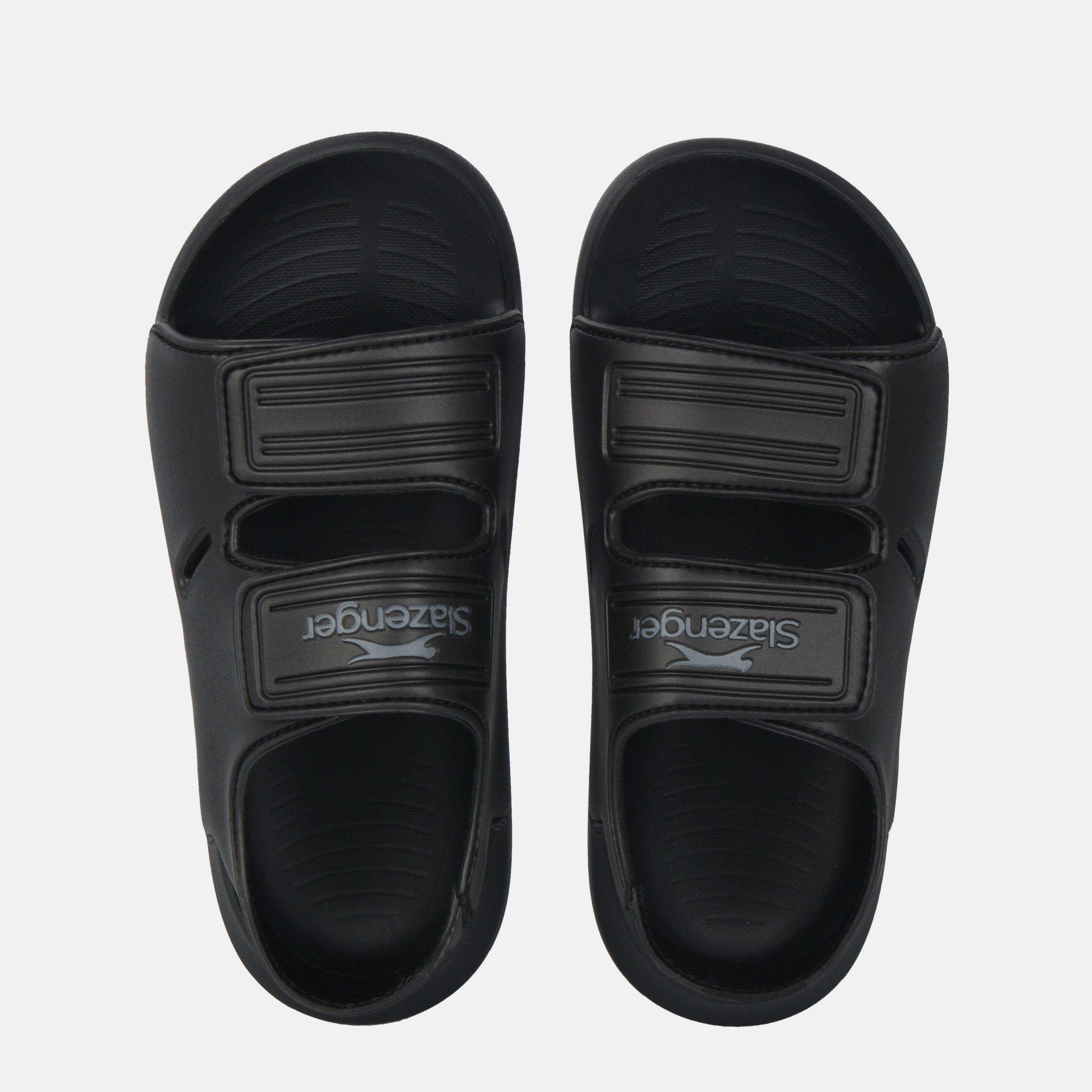 Black - Slazenger - Kids' Hook and Loop Sports Sandals - 4