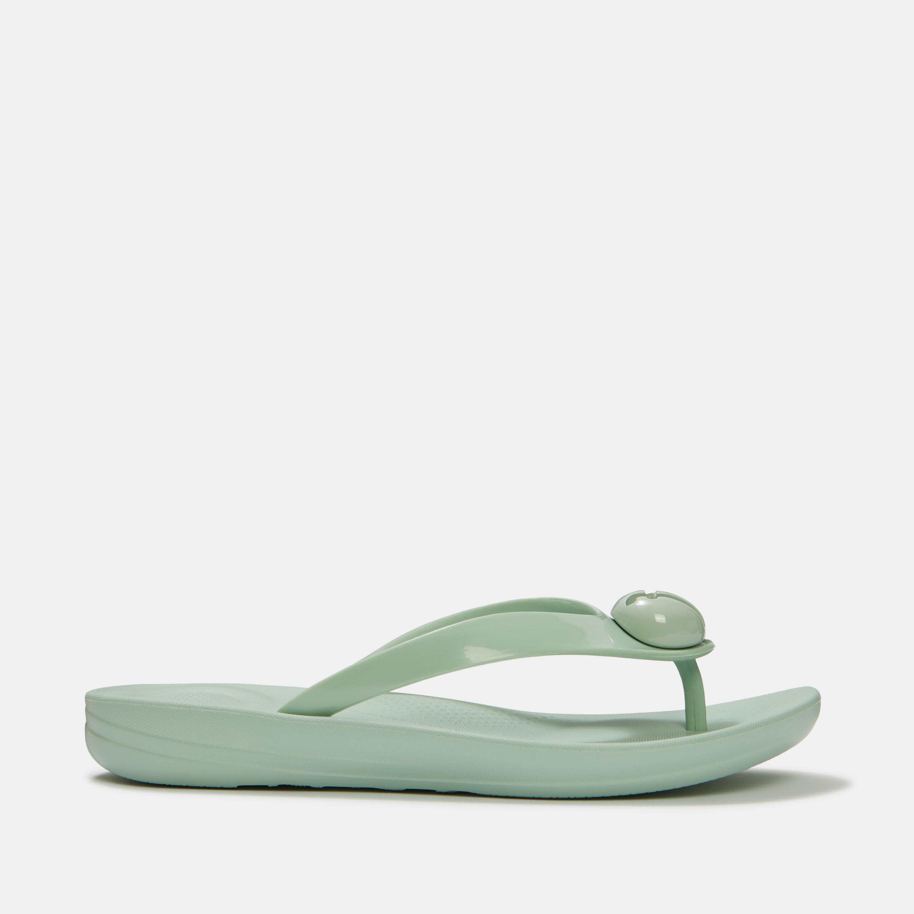 Mint Whisper - FitFlop - Iqushion Glossy-Button Flip Flops - 1