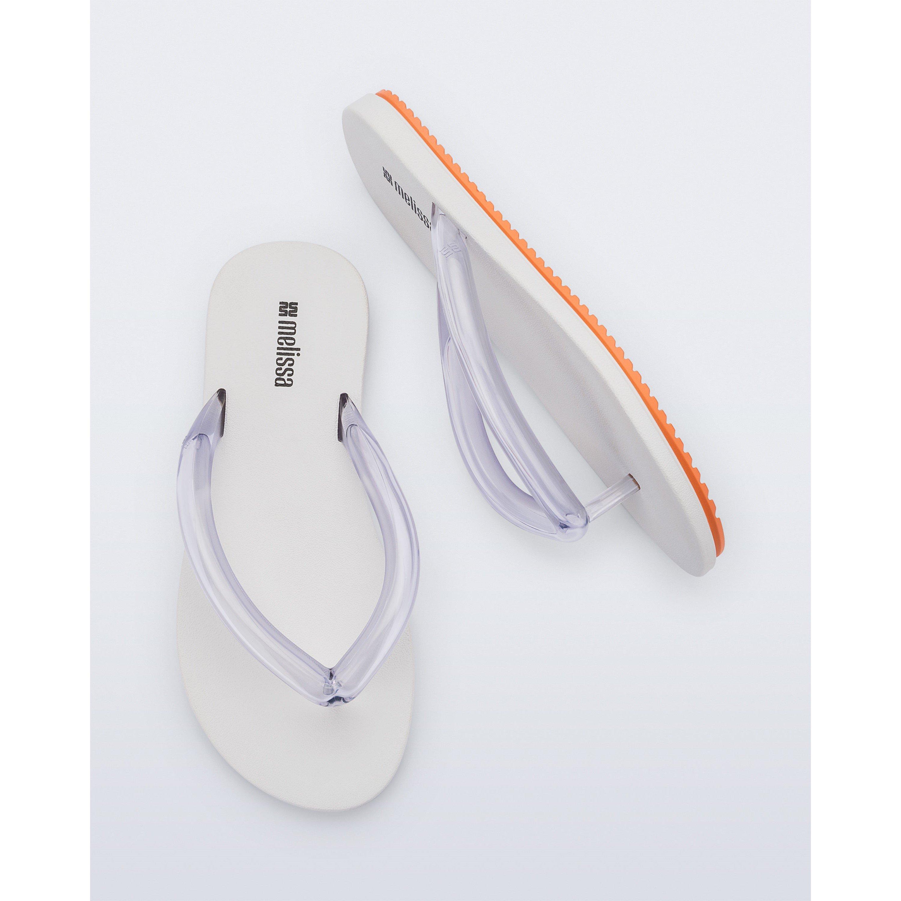 Melissa Women's Airflow Flip Flops - White Orange - 4 (37)