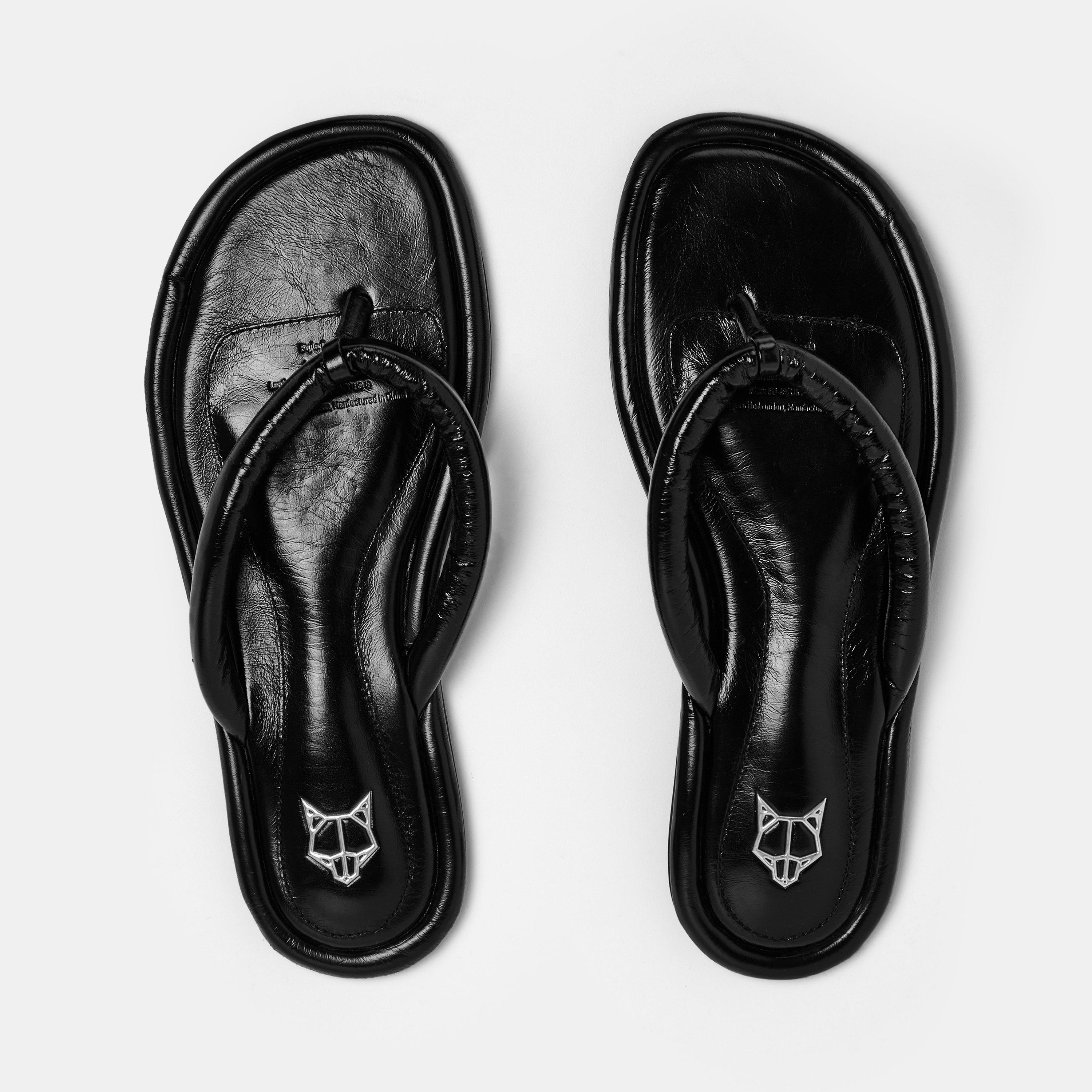 Black - Naked Wolfe - Grenada Leather Flip Flop - 5