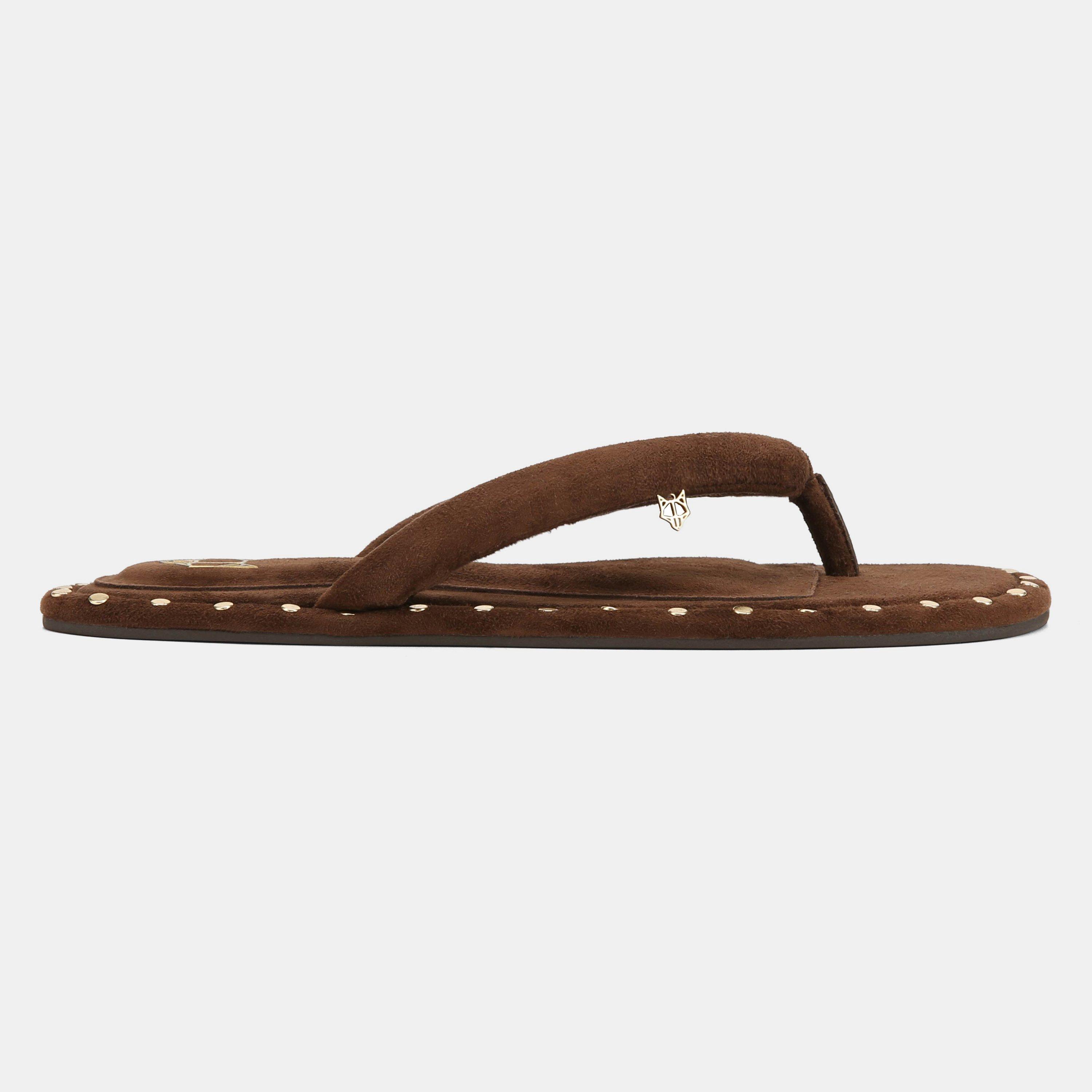 Brown Suede - Naked Wolfe - Grenada Leather Flip Flop - 1
