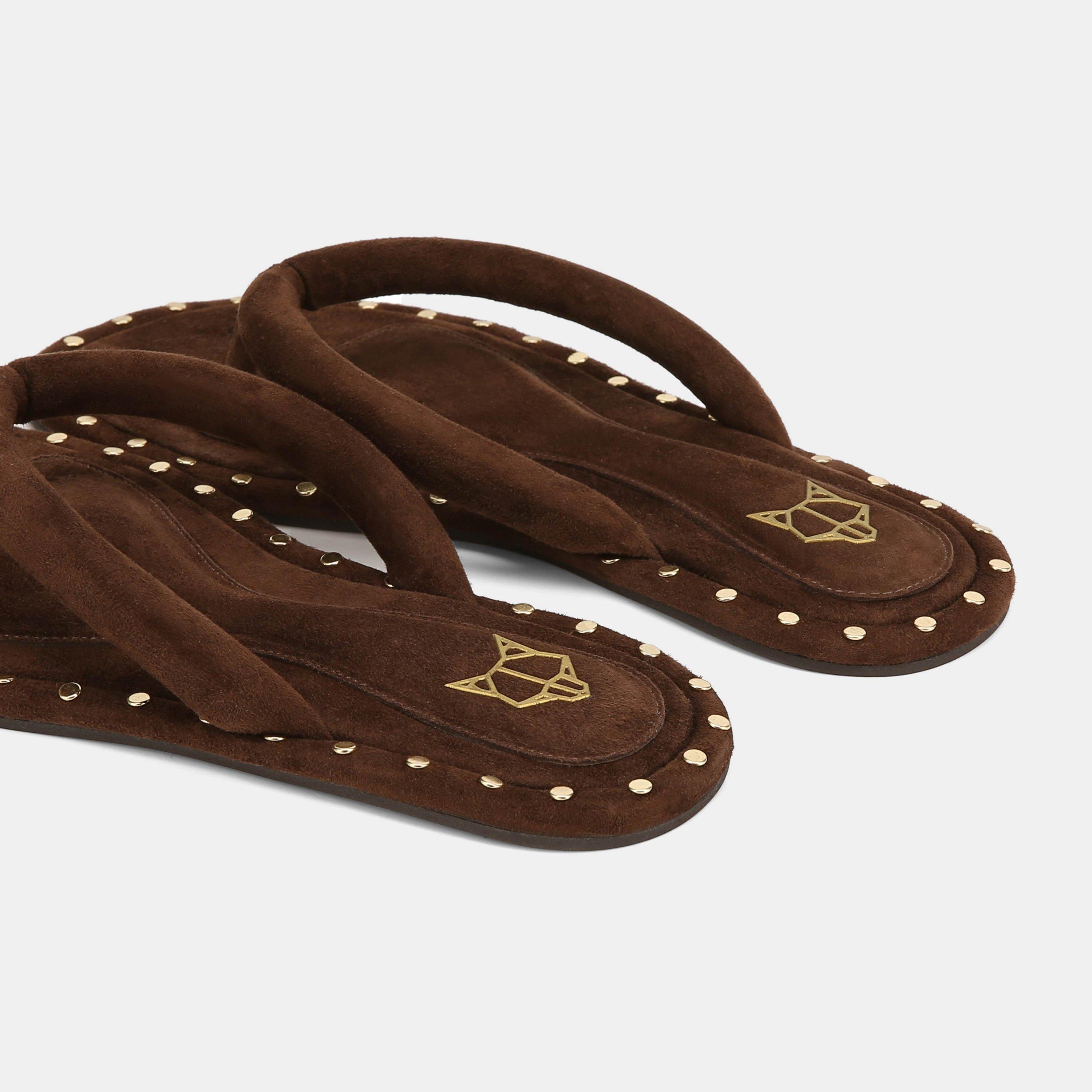 Brown Suede - Naked Wolfe - Grenada Leather Flip Flop - 3