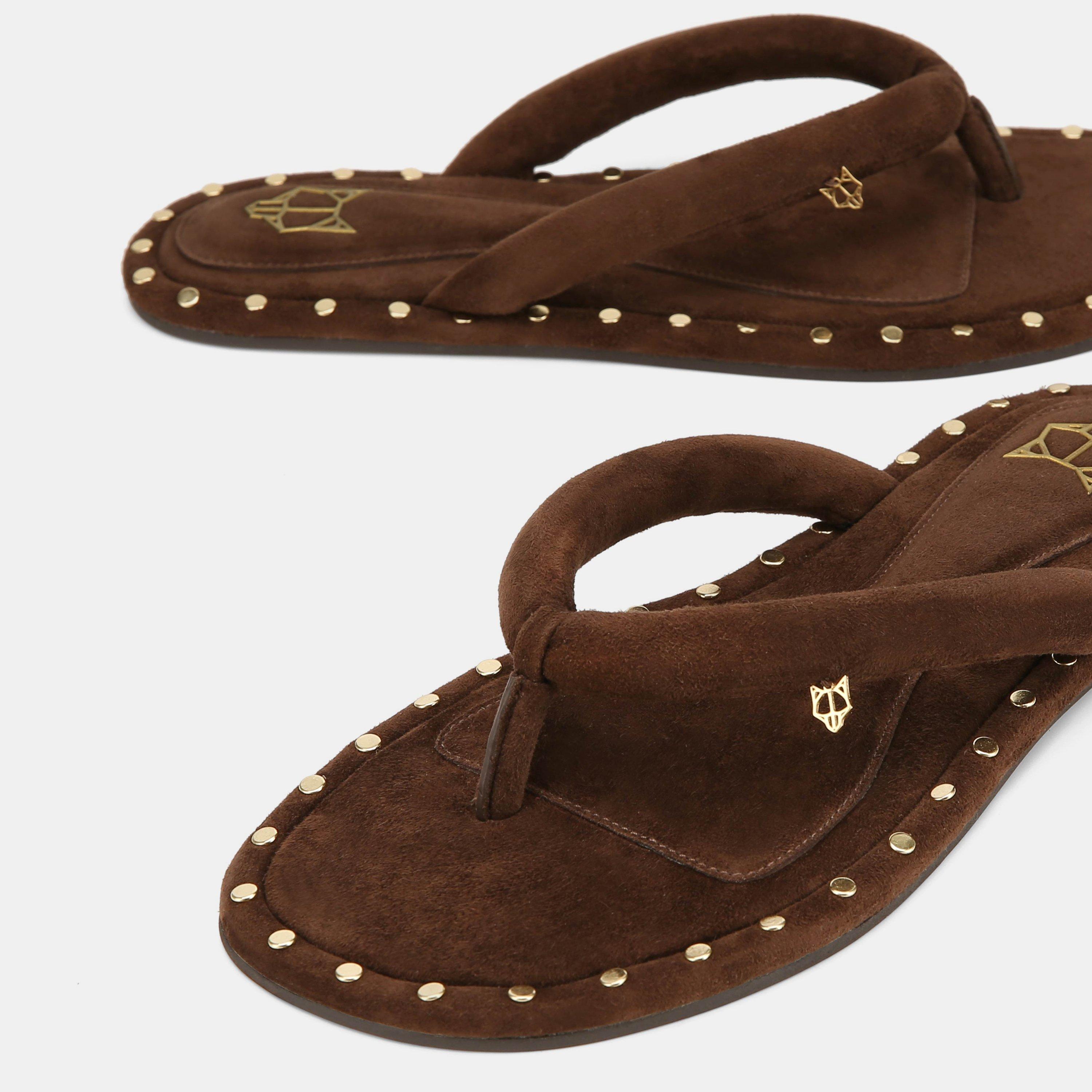Brown Suede - Naked Wolfe - Grenada Leather Flip Flop - 4