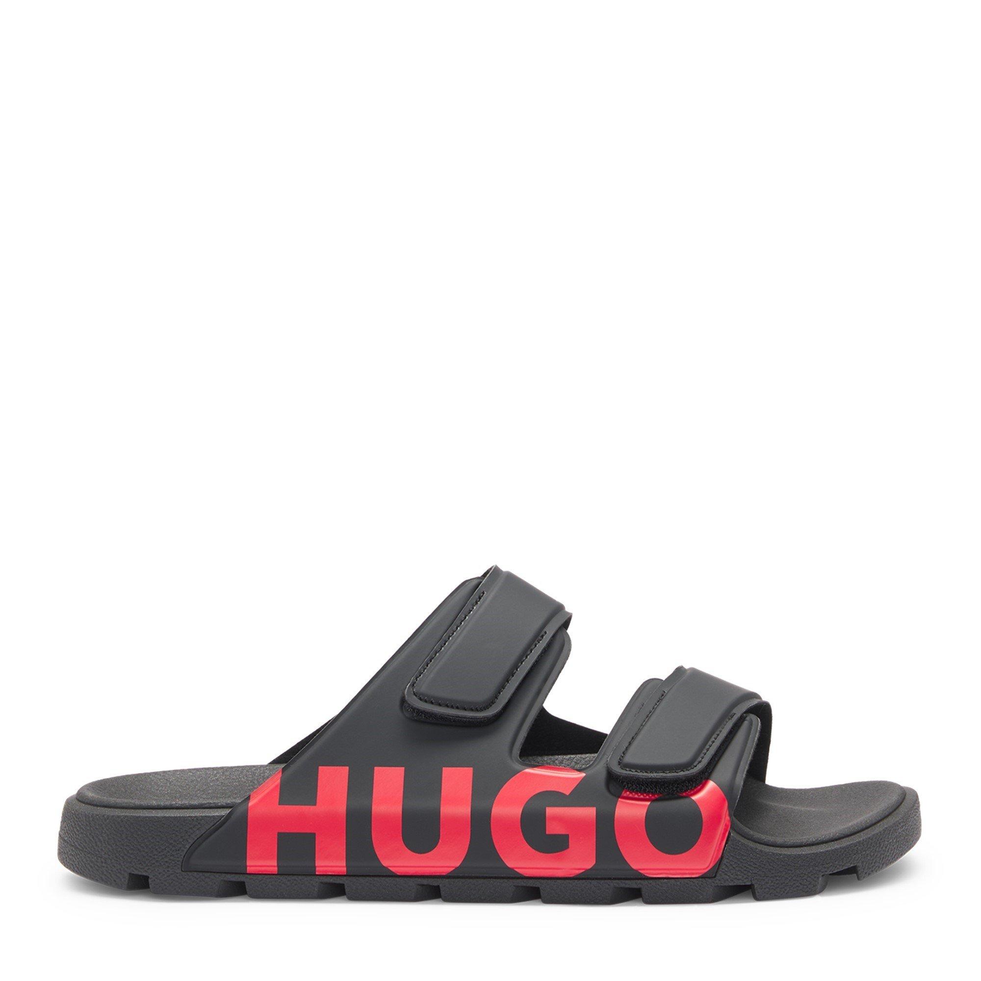 Black 001 - Hugo - Mens HUGO Signature Logo Sandals with Adjustable Straps (Evander) - 1