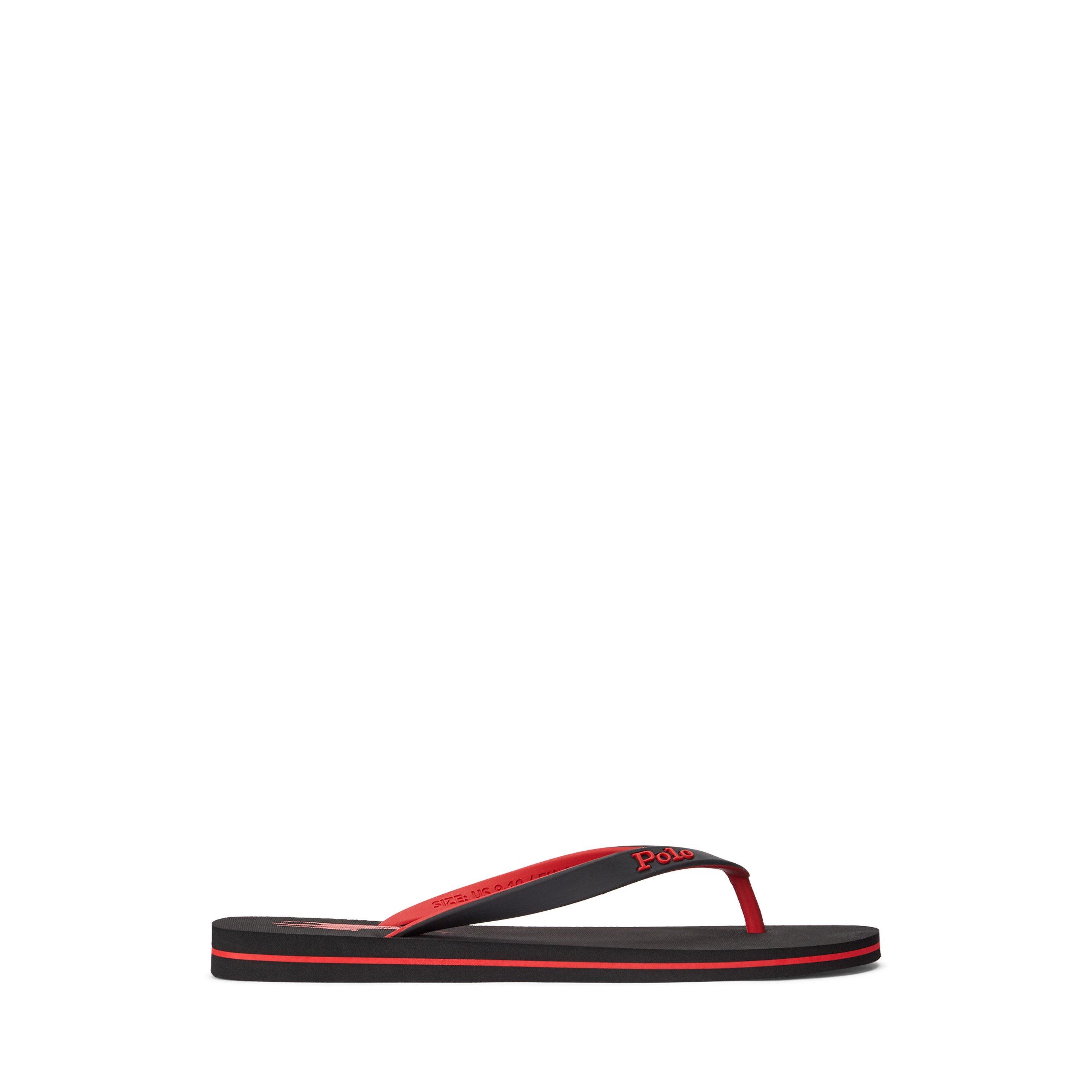 Polo Ralph Lauren Men's Black/Red Pool Sliders - 7 (41)
