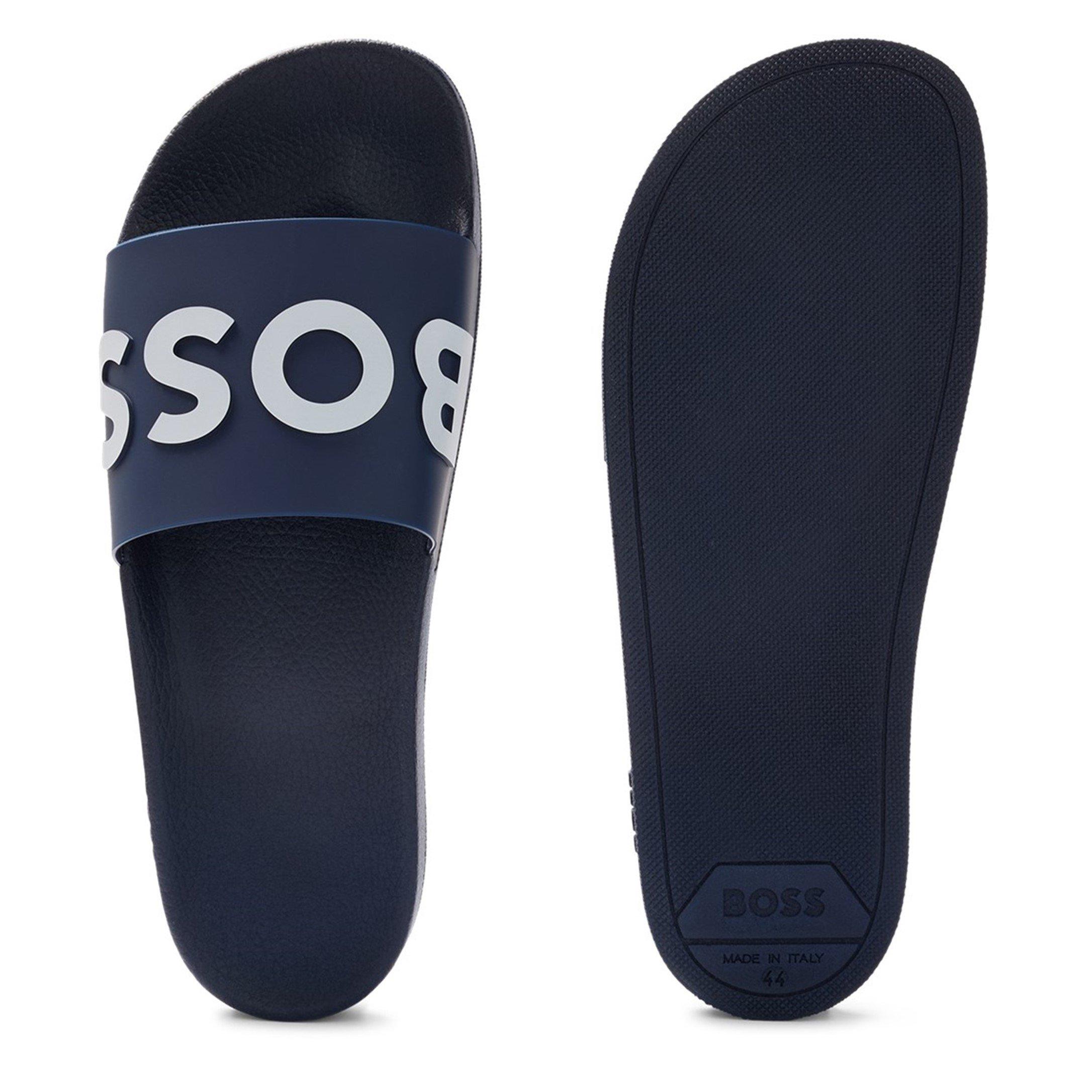 Dark Blue 405 - Boss - Men's Bay Logo Sliders, Branding Strap Sandals - 2