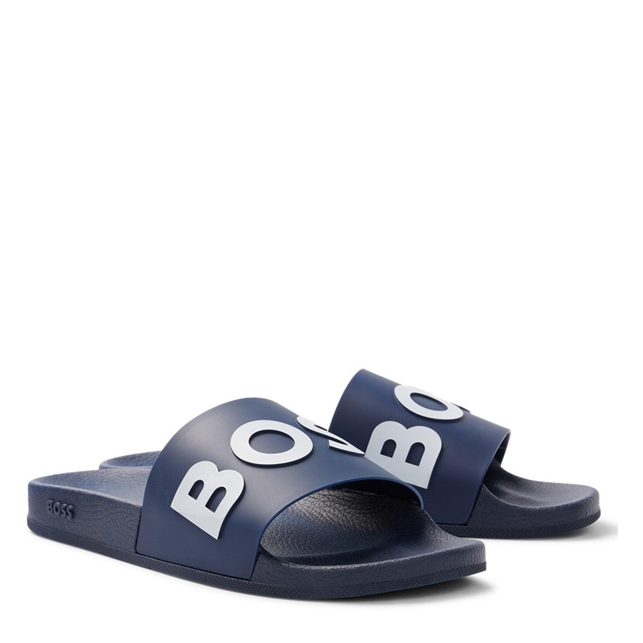 Dark Blue 405 - Boss - Men's Bay Logo Sliders, Branding Strap Sandals - 3