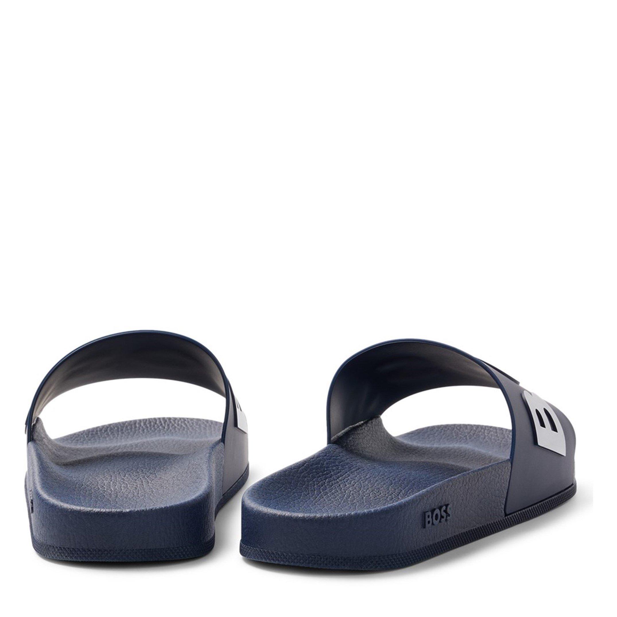 Dark Blue 405 - Boss - Men's Bay Logo Sliders, Branding Strap Sandals - 4