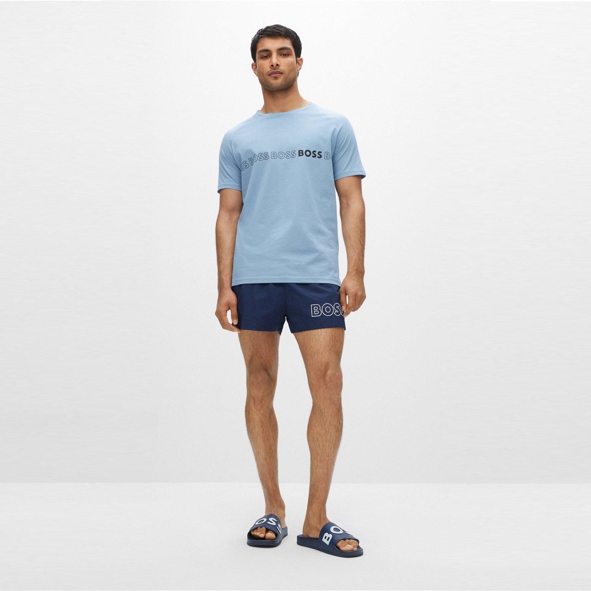 Dark Blue - Boss - Men's Bay Logo Sliders, Branding Strap Sandals - 5