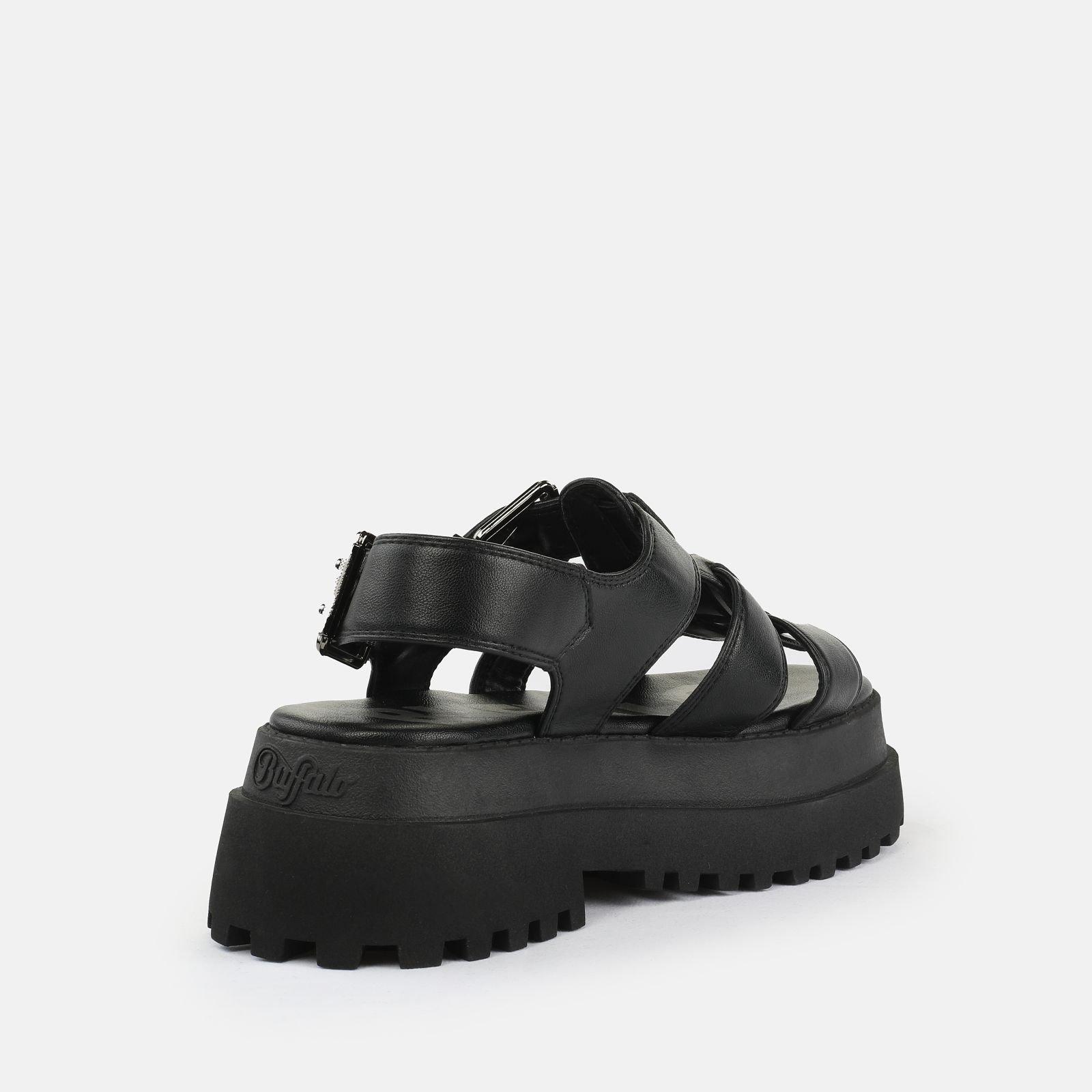 Black - Buffalo - Women's Vegan Fisherman Flat Sandals - 2