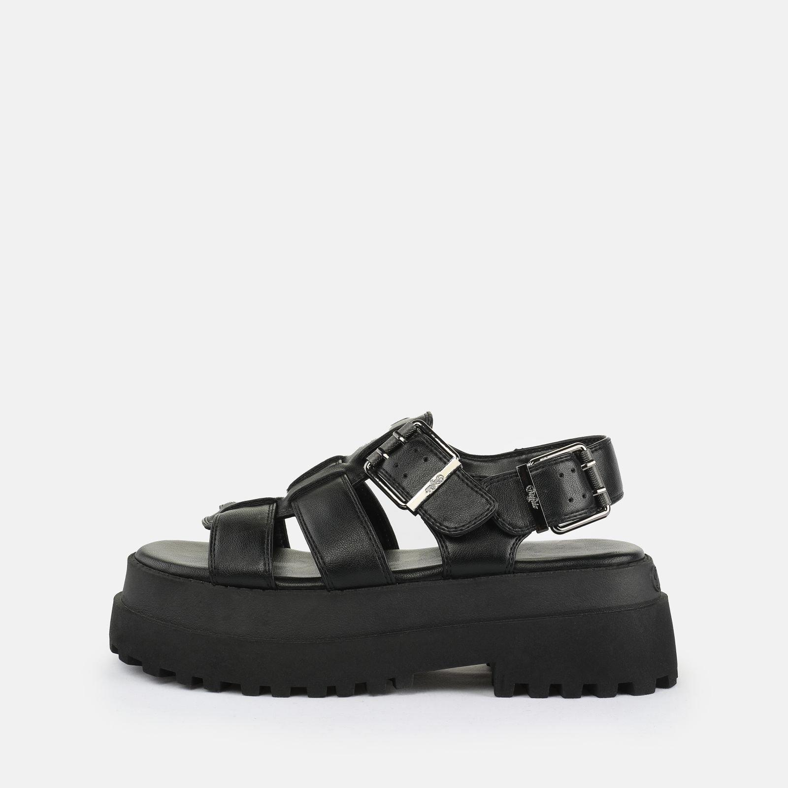 Black - Buffalo - Women's Vegan Fisherman Flat Sandals - 4