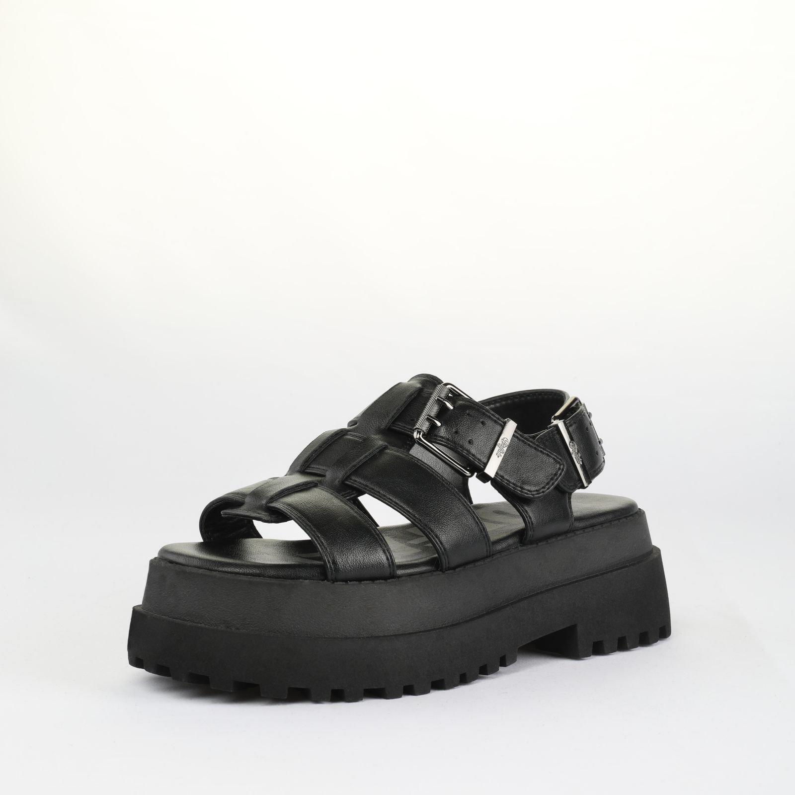 Black - Buffalo - Women's Vegan Fisherman Flat Sandals - 6
