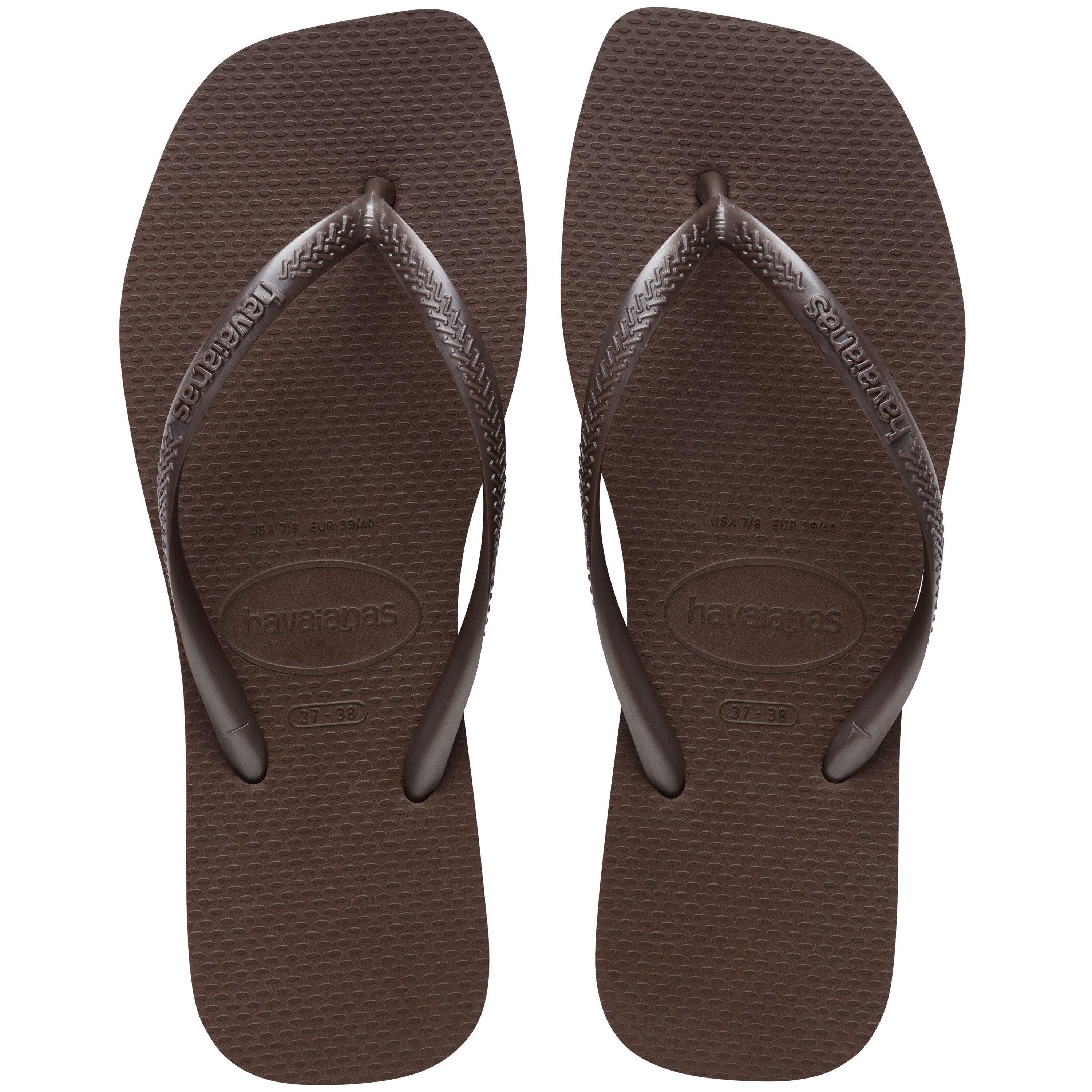 Havaianas Women's Slim Square Flip Flops - Dark Brown - UK 4.5/5 EU 37/38