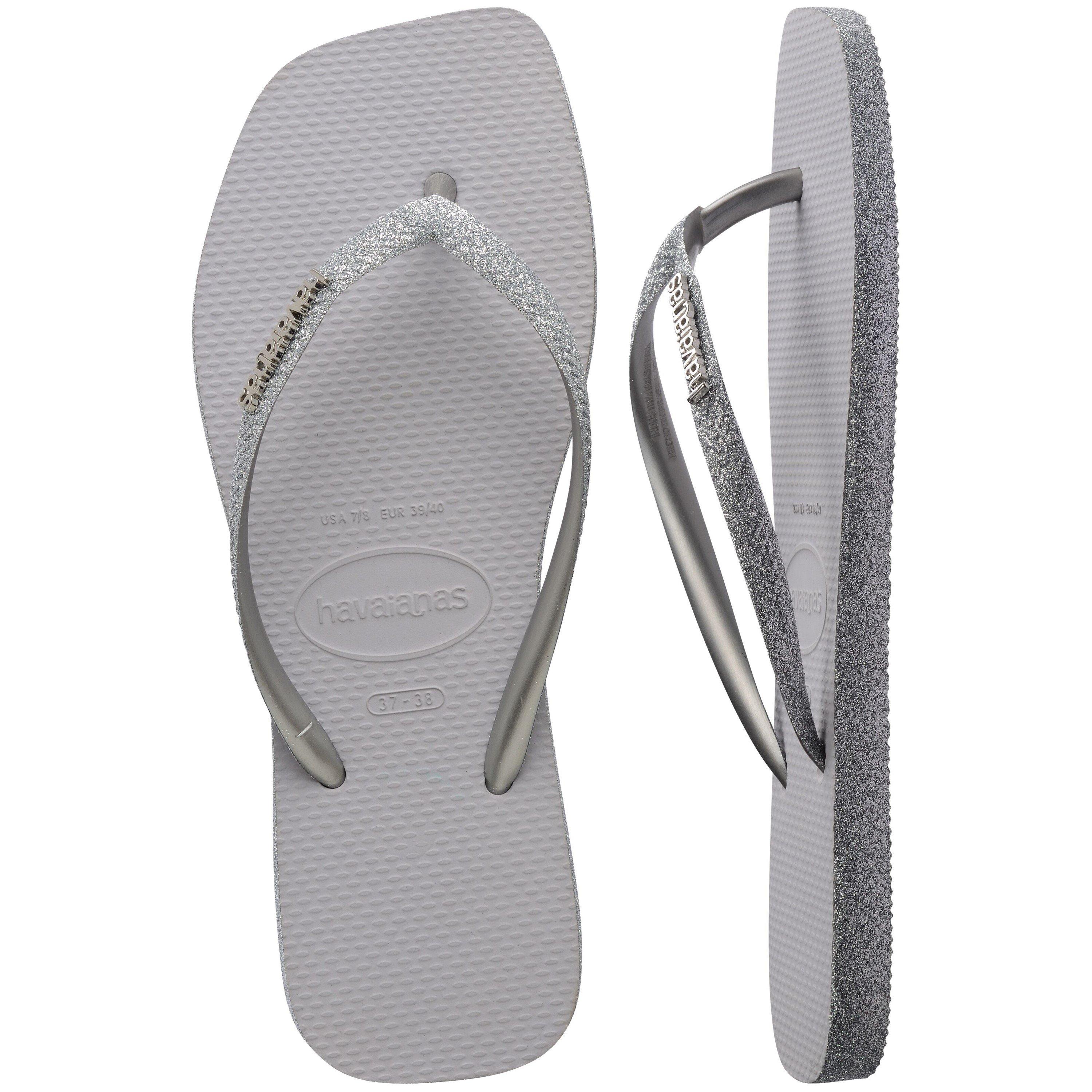 Ice Grey - Havaianas - Women's Square Sparkle Flip Flops - 5