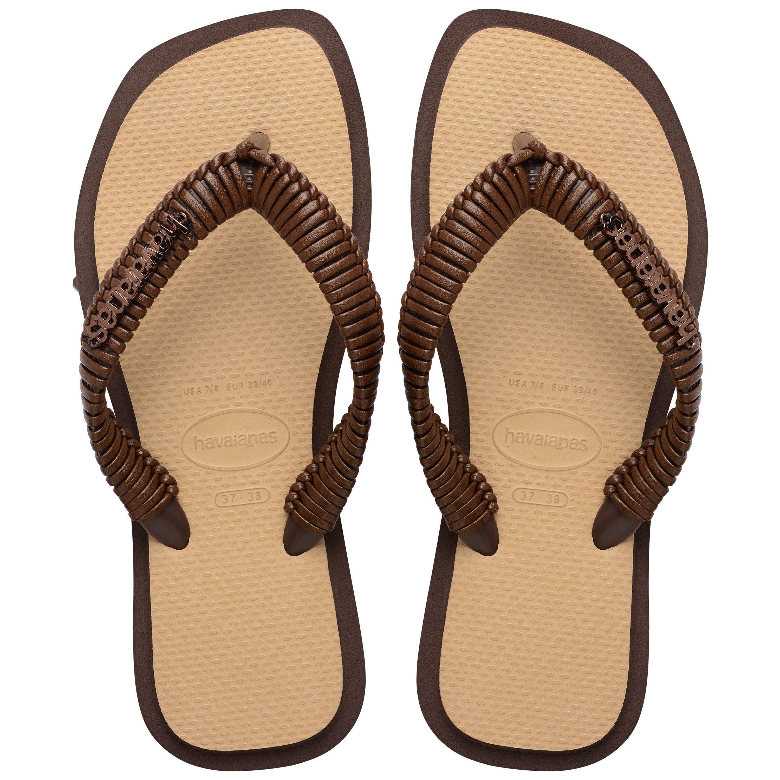Brown/Golden - Havaianas - Women's Top Sqr Fusion Boho Flip Flops - 1