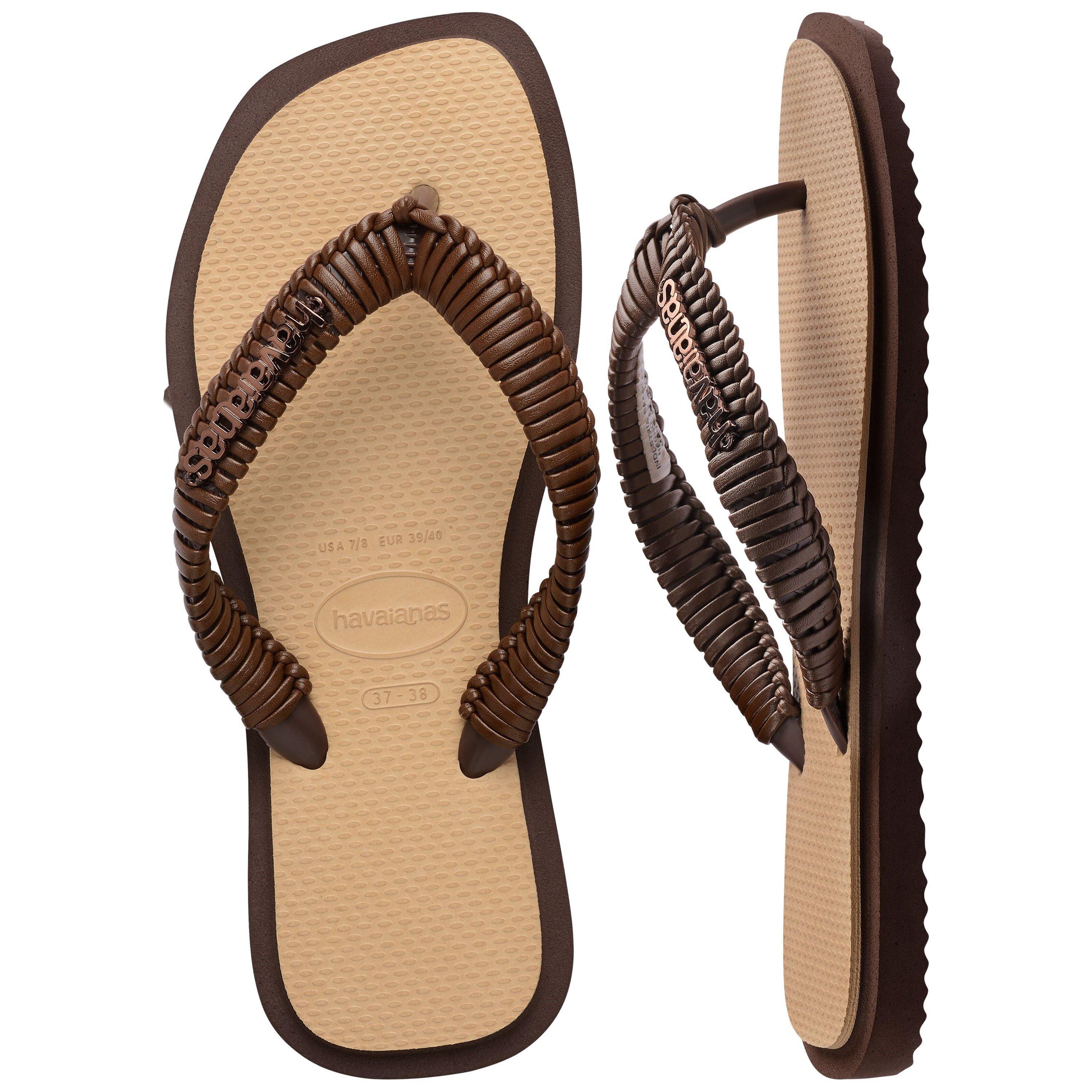Brown/Golden - Havaianas - Women's Top Sqr Fusion Boho Flip Flops - 5
