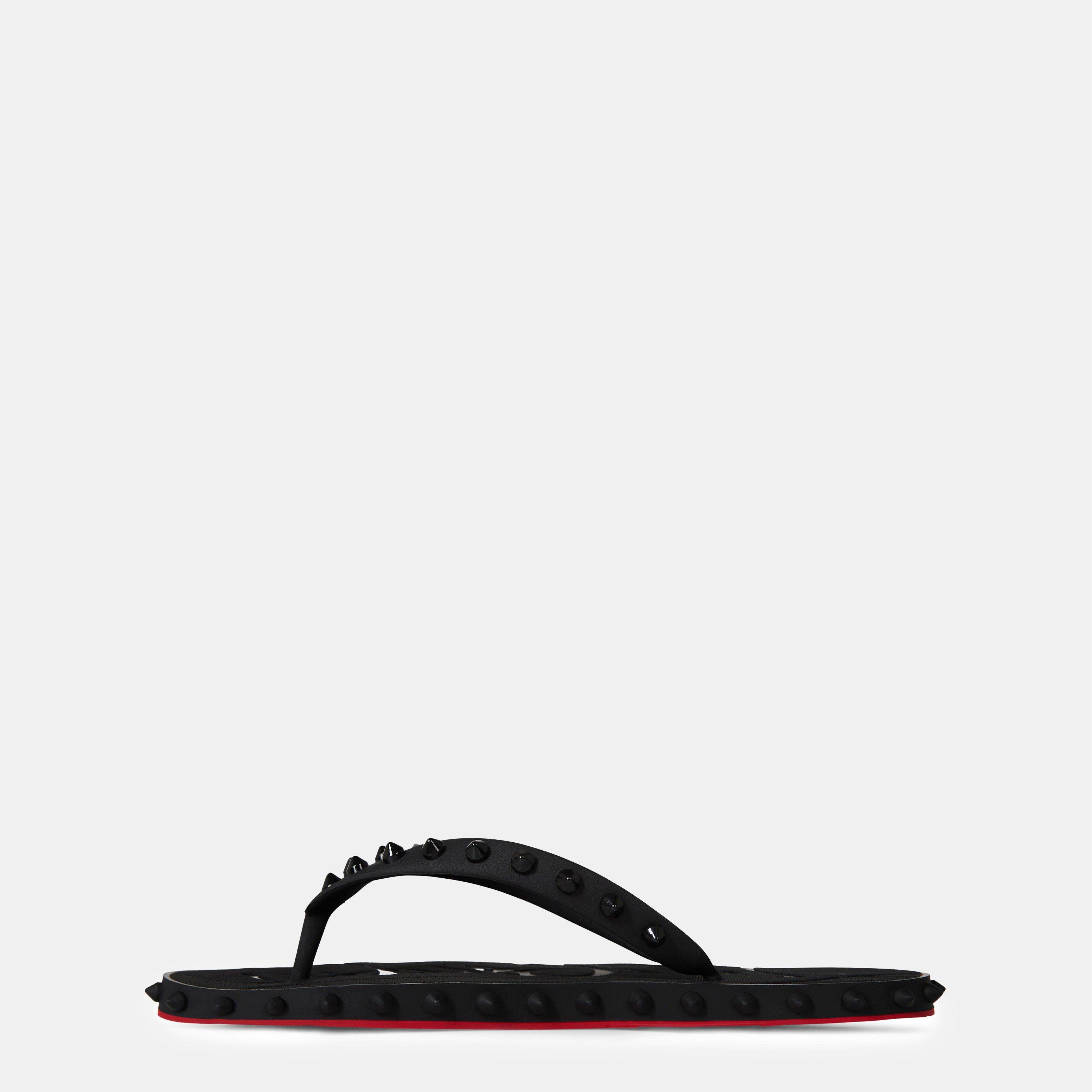 Black - Christian Louboutin - Women's Super Loubi Rubber Flip Thong Sandals - 2