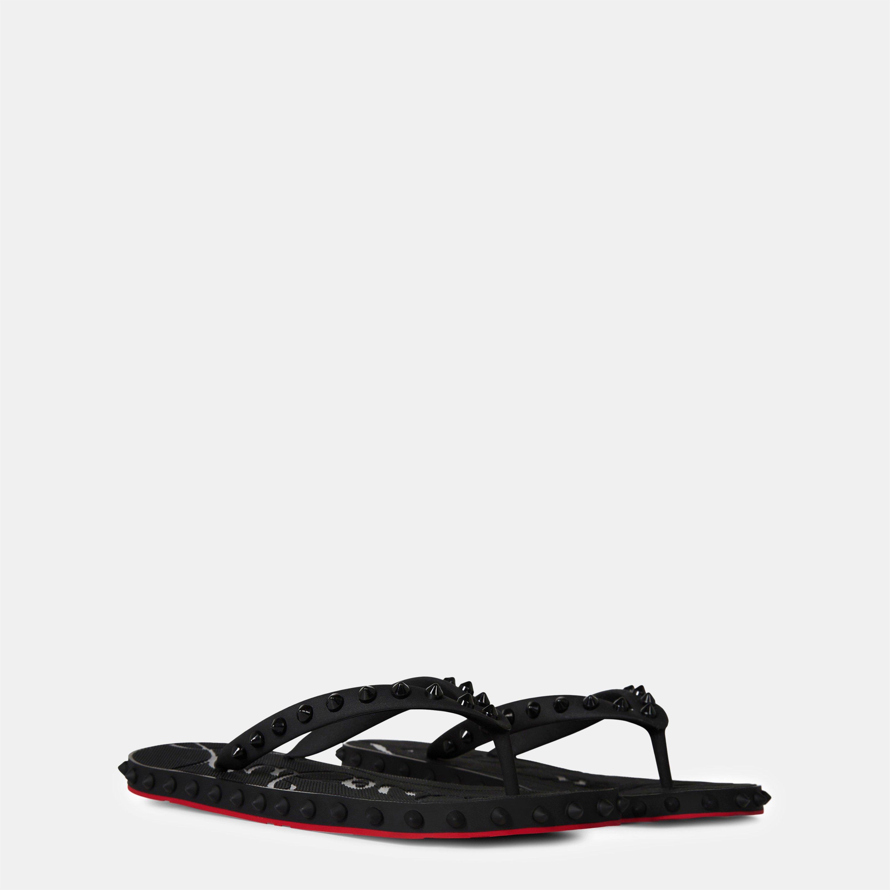 Black - Christian Louboutin - Women's Super Loubi Rubber Flip Thong Sandals - 6
