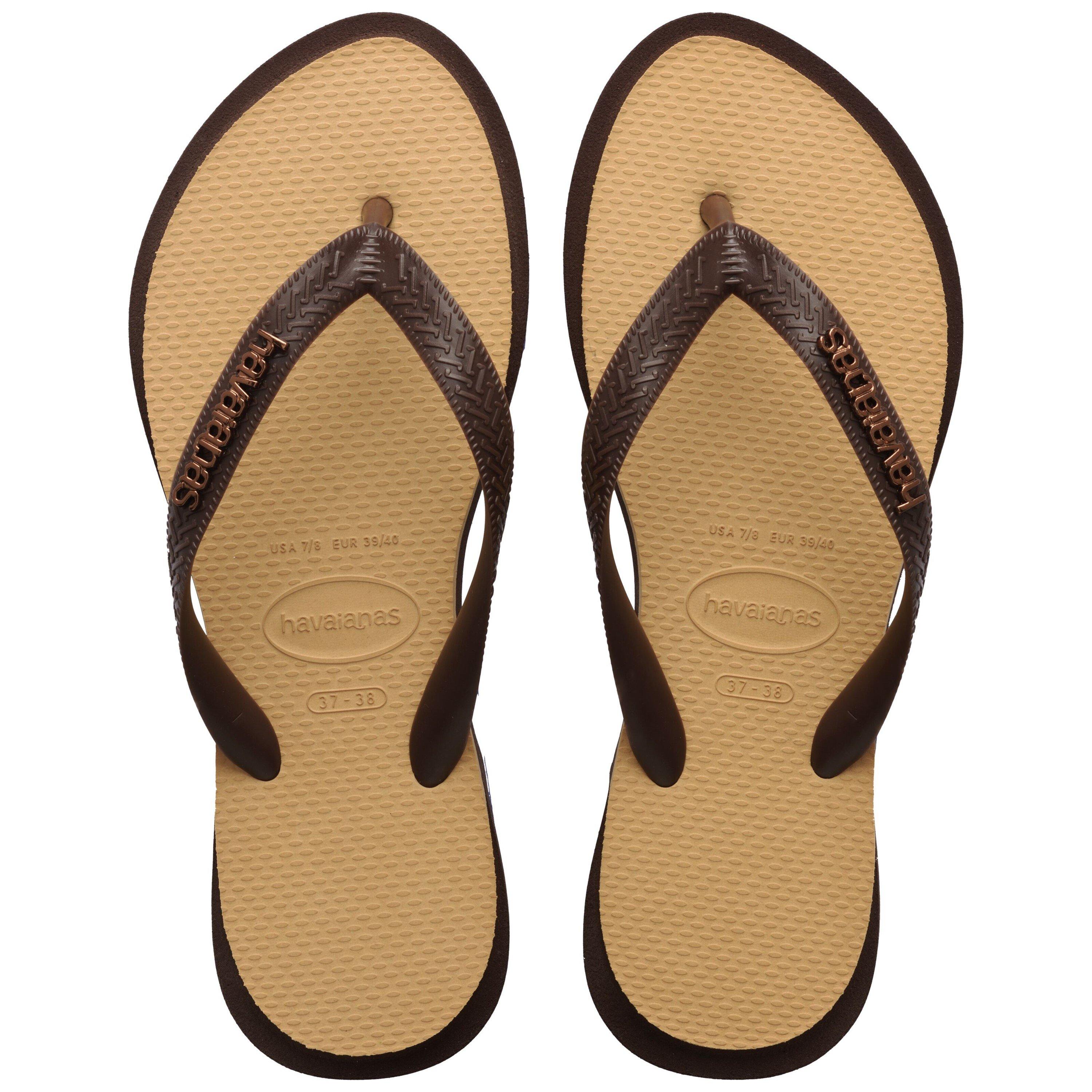 Havaianas Women's Top Point Fusion Flip Flops - Brown/Golden - Size UK 4.5/5 EU 37/38
