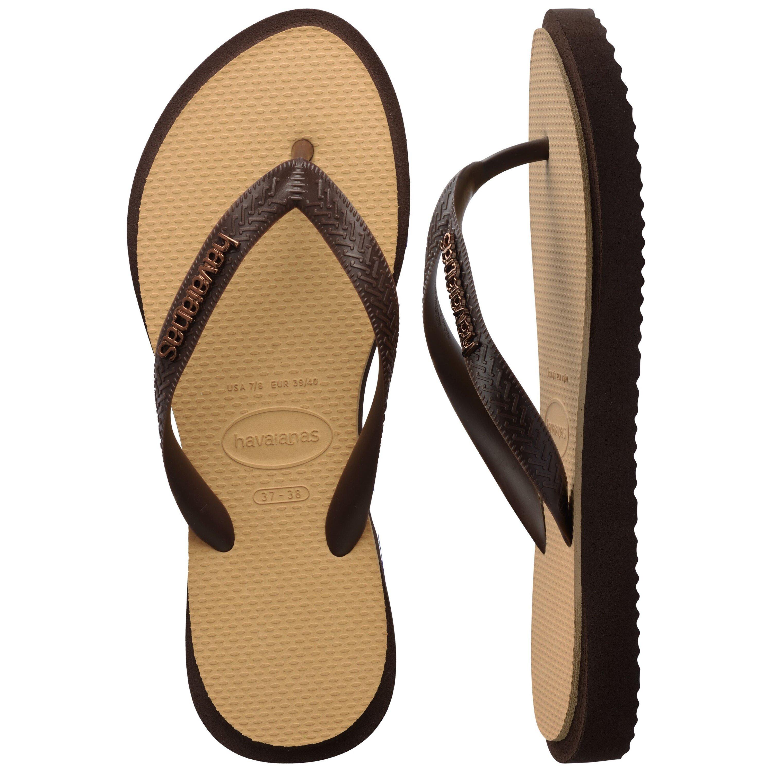 Brown/Golden - Havaianas - Women's Top Point Fusion Flip Flops - 5