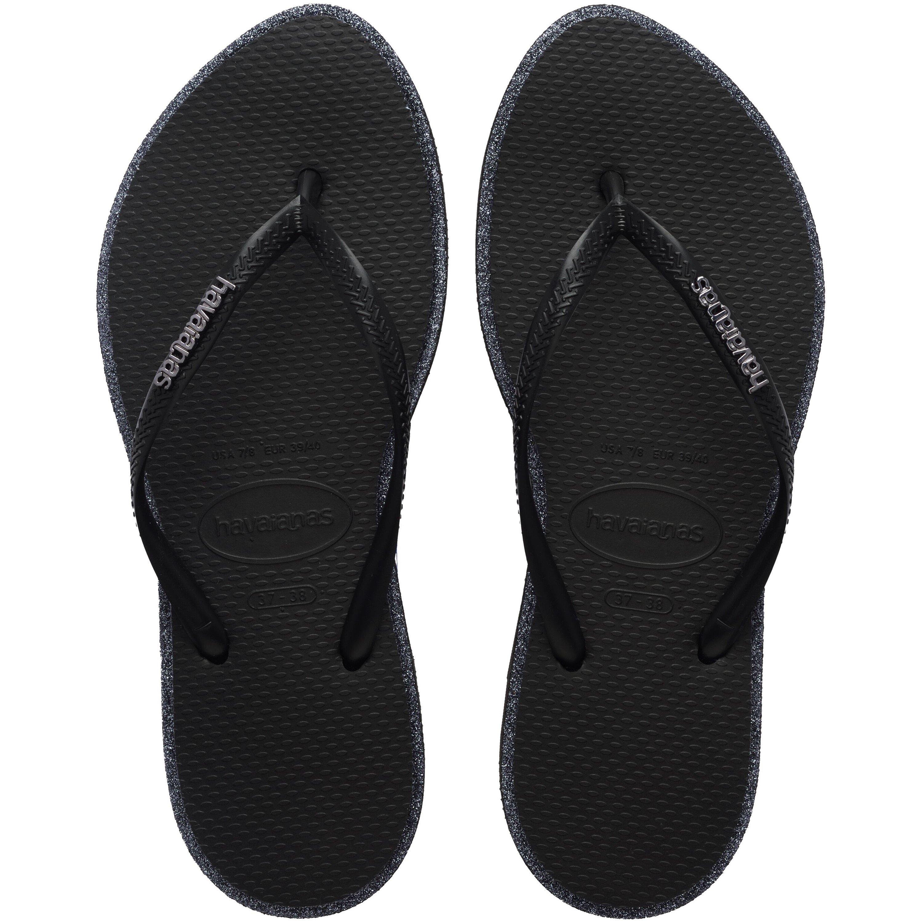 Black - Havaianas - Women's Slim Point Glitter Flip Flops - 1