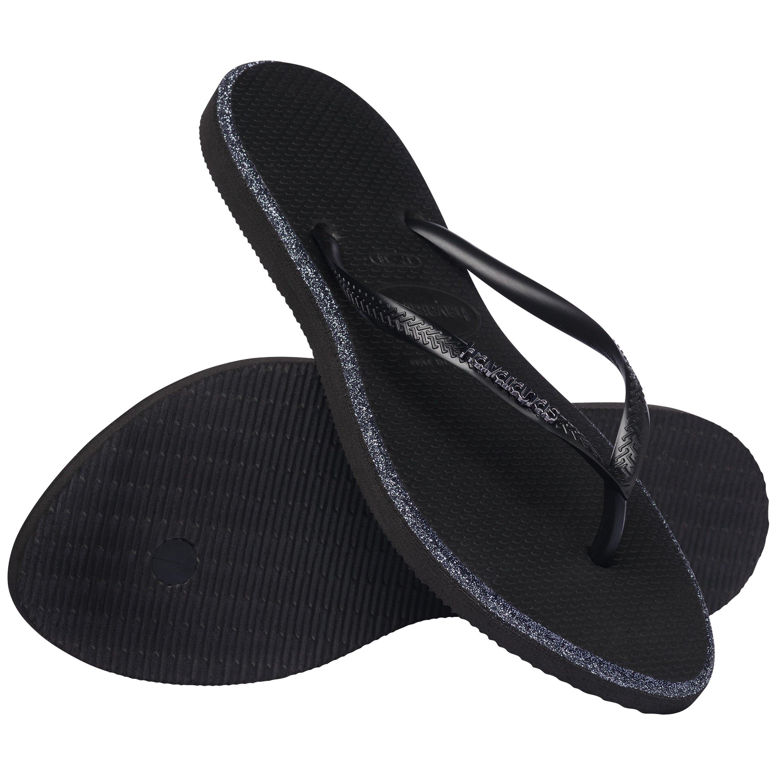Black - Havaianas - Women's Slim Point Glitter Flip Flops - 4
