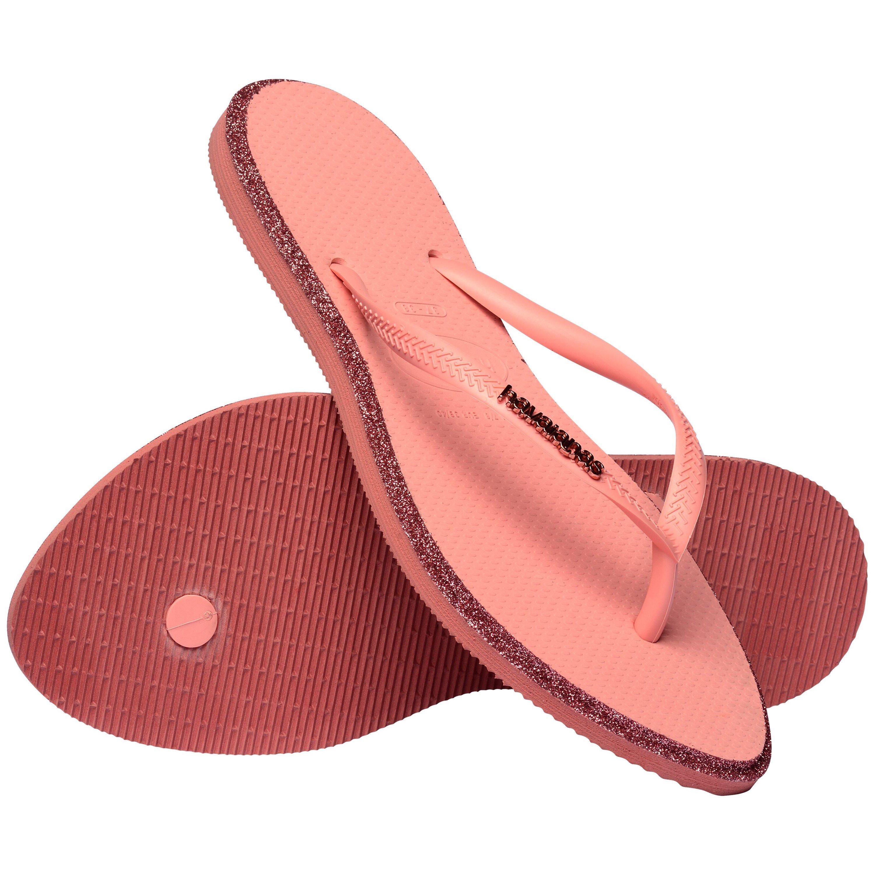 Blossom/ Clay - Havaianas - Women's Slim Point Glitter Flip Flops - 4