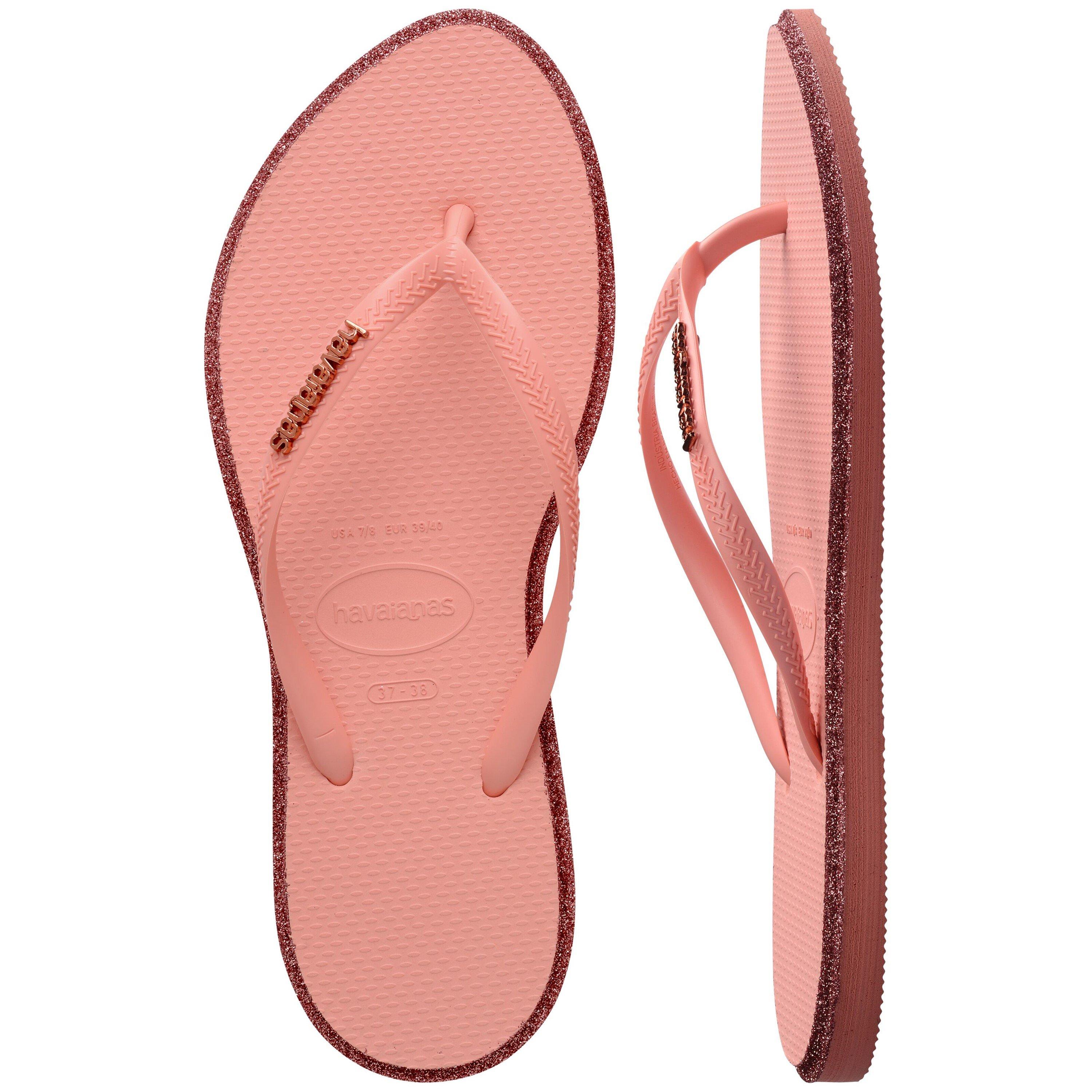 Blossom/ Clay - Havaianas - Women's Slim Point Glitter Flip Flops - 5