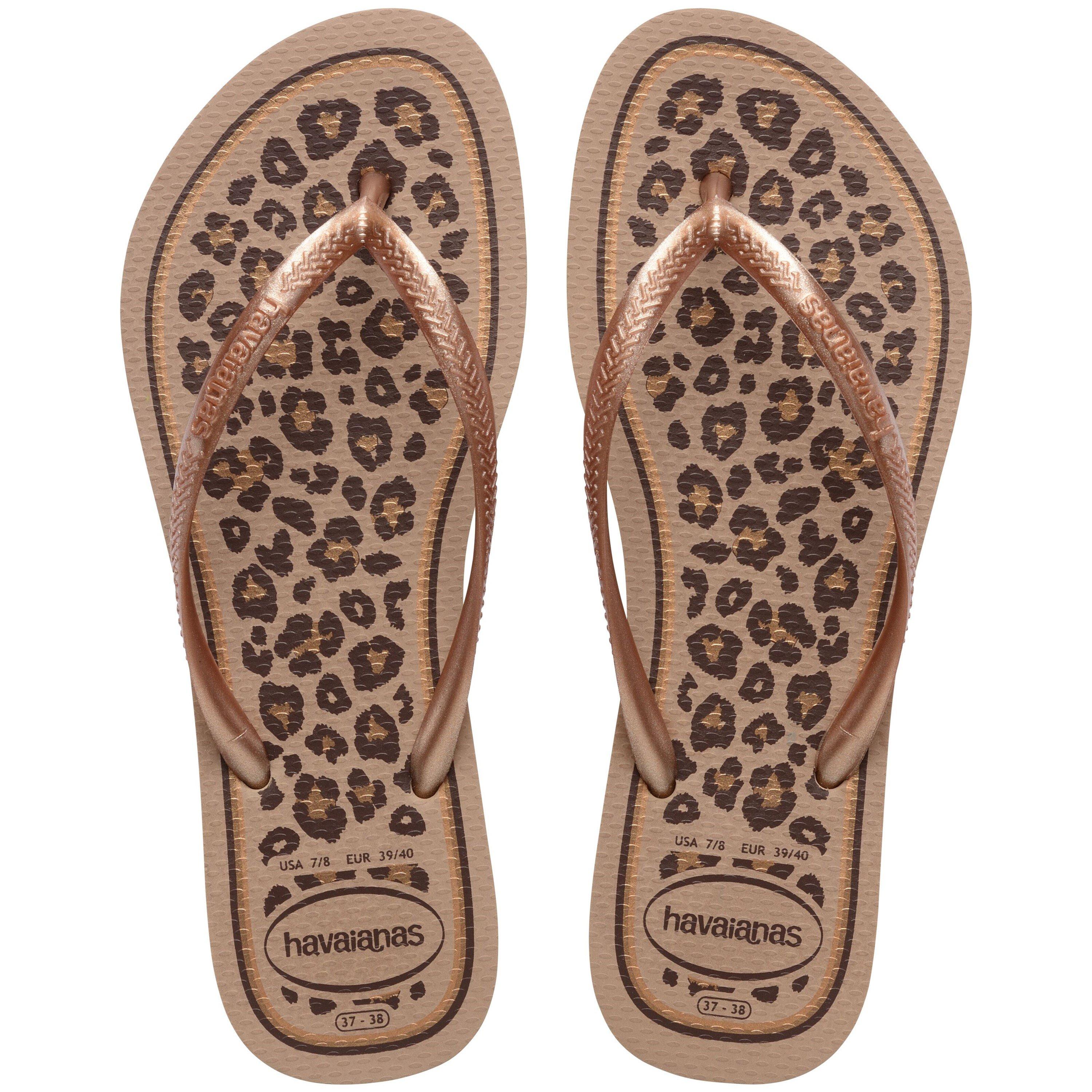 Rose Gold Leo - Havaianas - Women's Slim Animal Flip Flops - 1