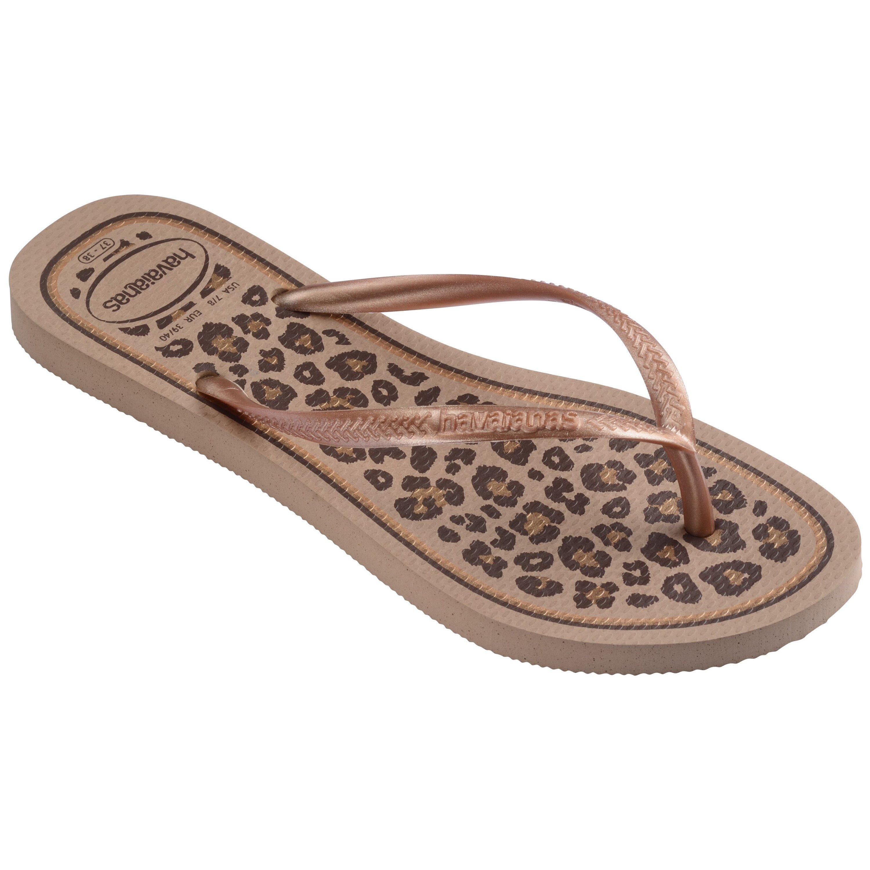 Rose Gold Leo - Havaianas - Women's Slim Animal Flip Flops - 2