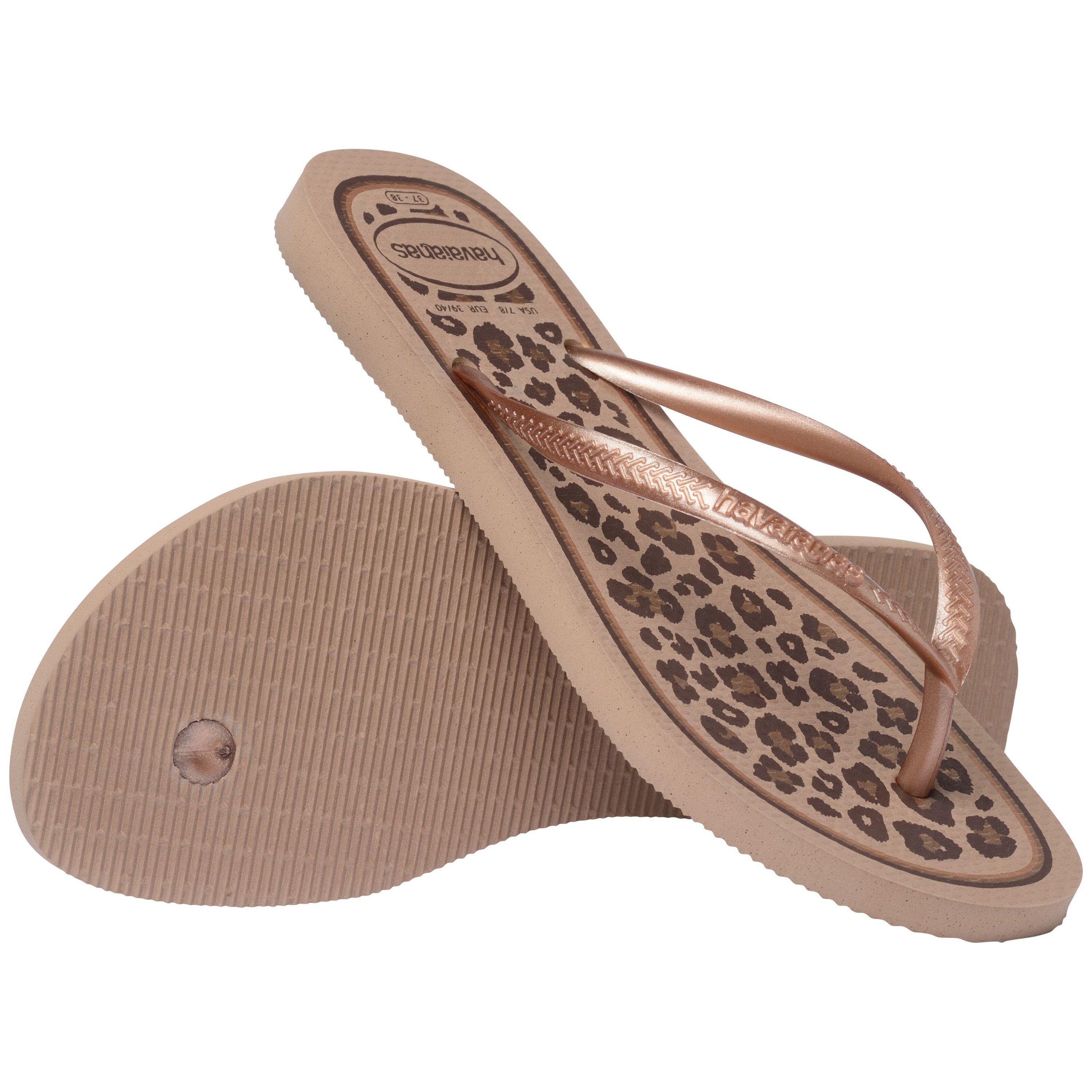 Rose Gold Leo - Havaianas - Women's Slim Animal Flip Flops - 4
