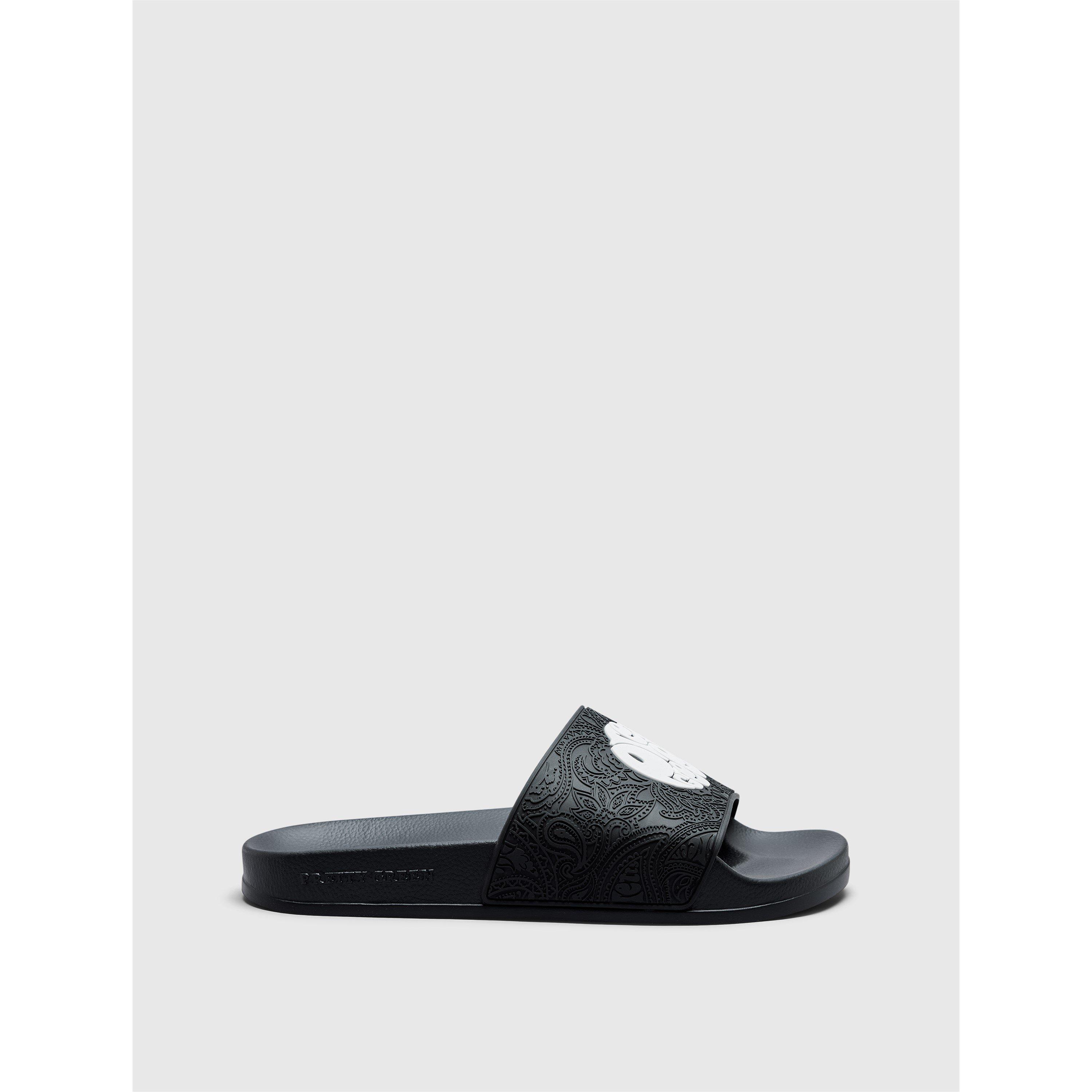 Sort/Hvid - Pretty Green - Men's PG Okala Embossed Pool Sliders - 1