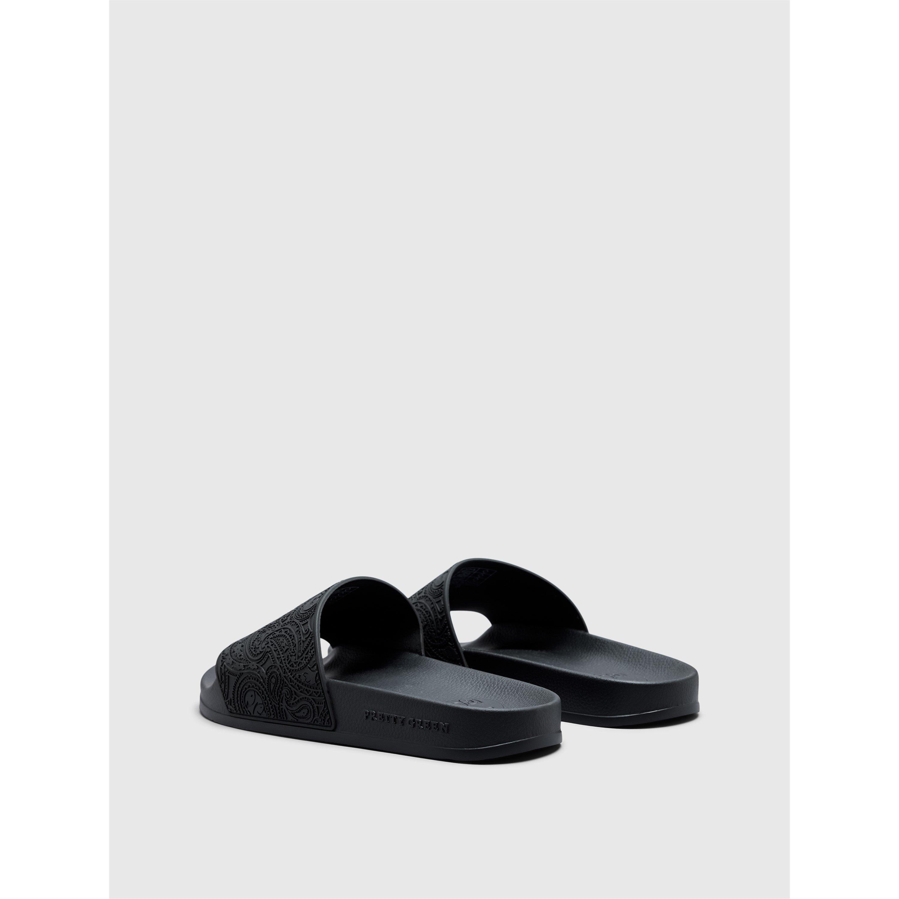 Black/White - Pretty Green - PG Okala Embossed Pool Sliders - 3