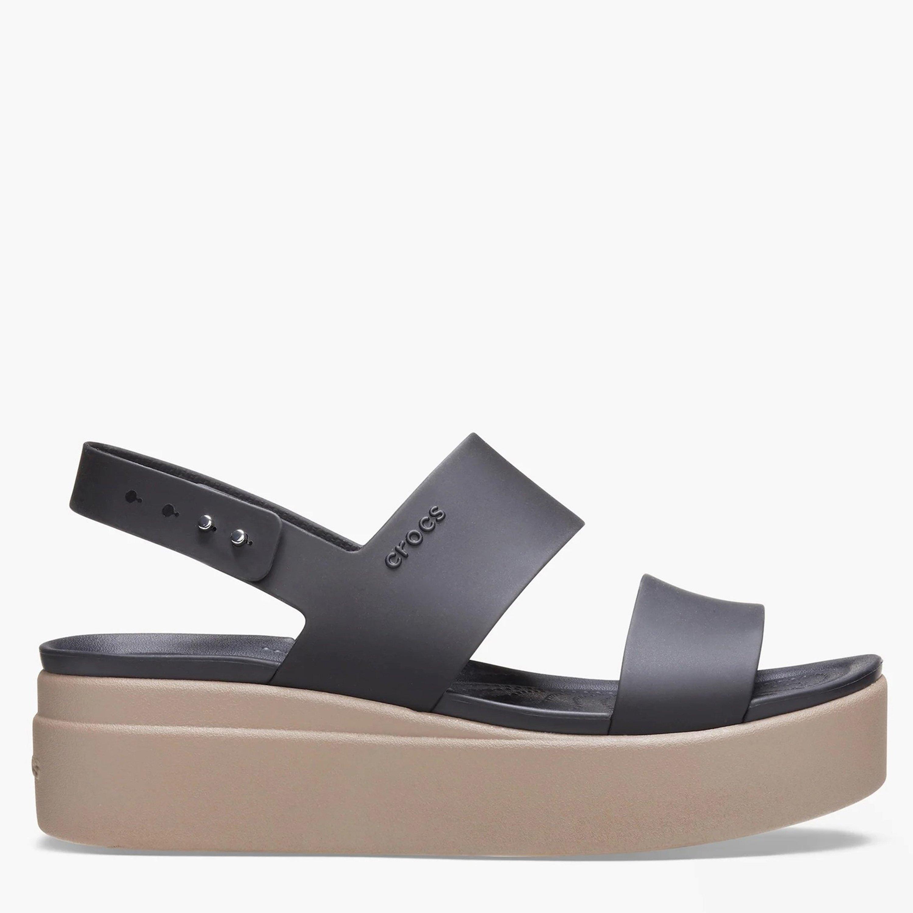 Black/Mushrm - Crocs - Women's Brooklyn Low Wedge Flat Sandals - 1