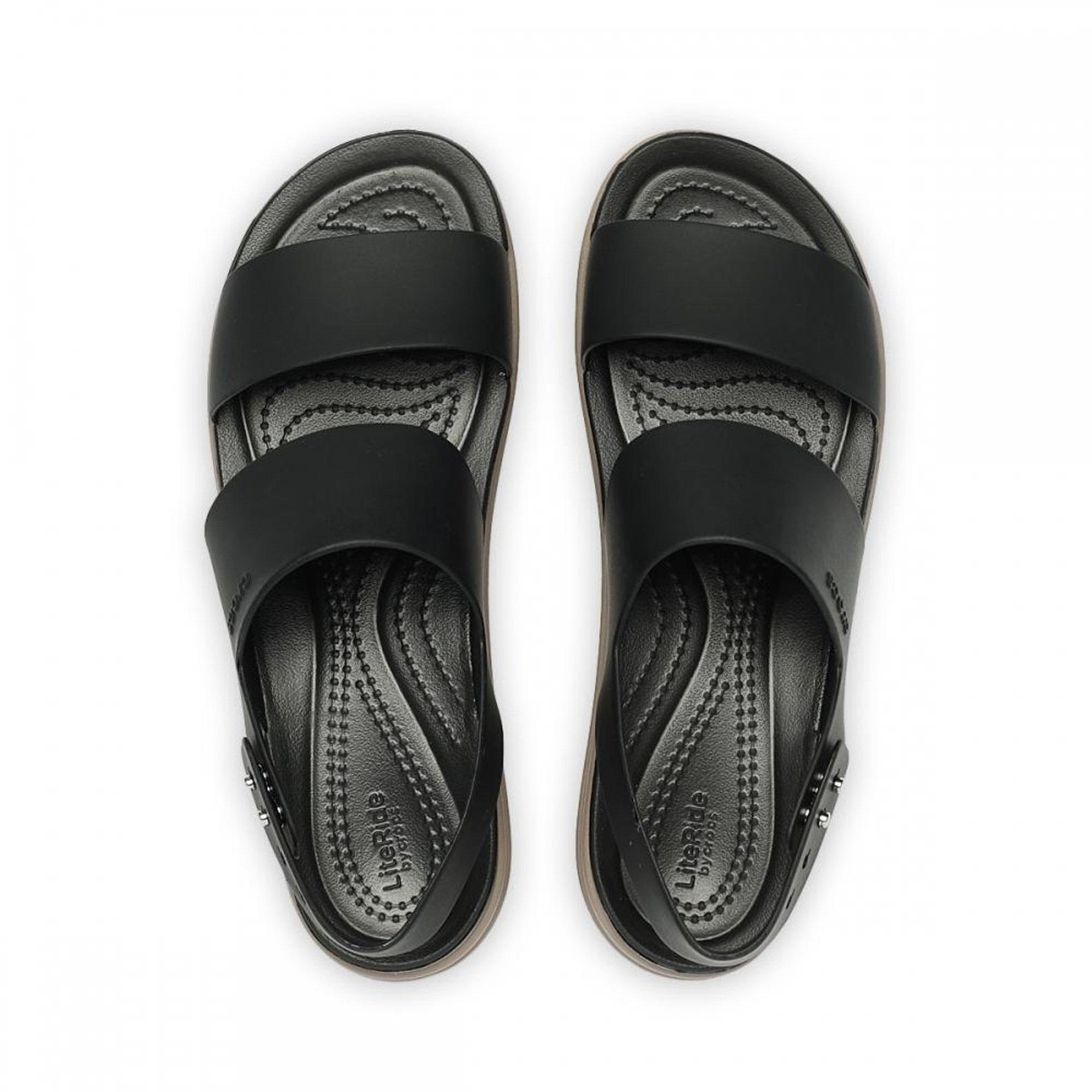Black/Mushrm - Crocs - Brooklyn Low Wedge Flat Sandals - 4