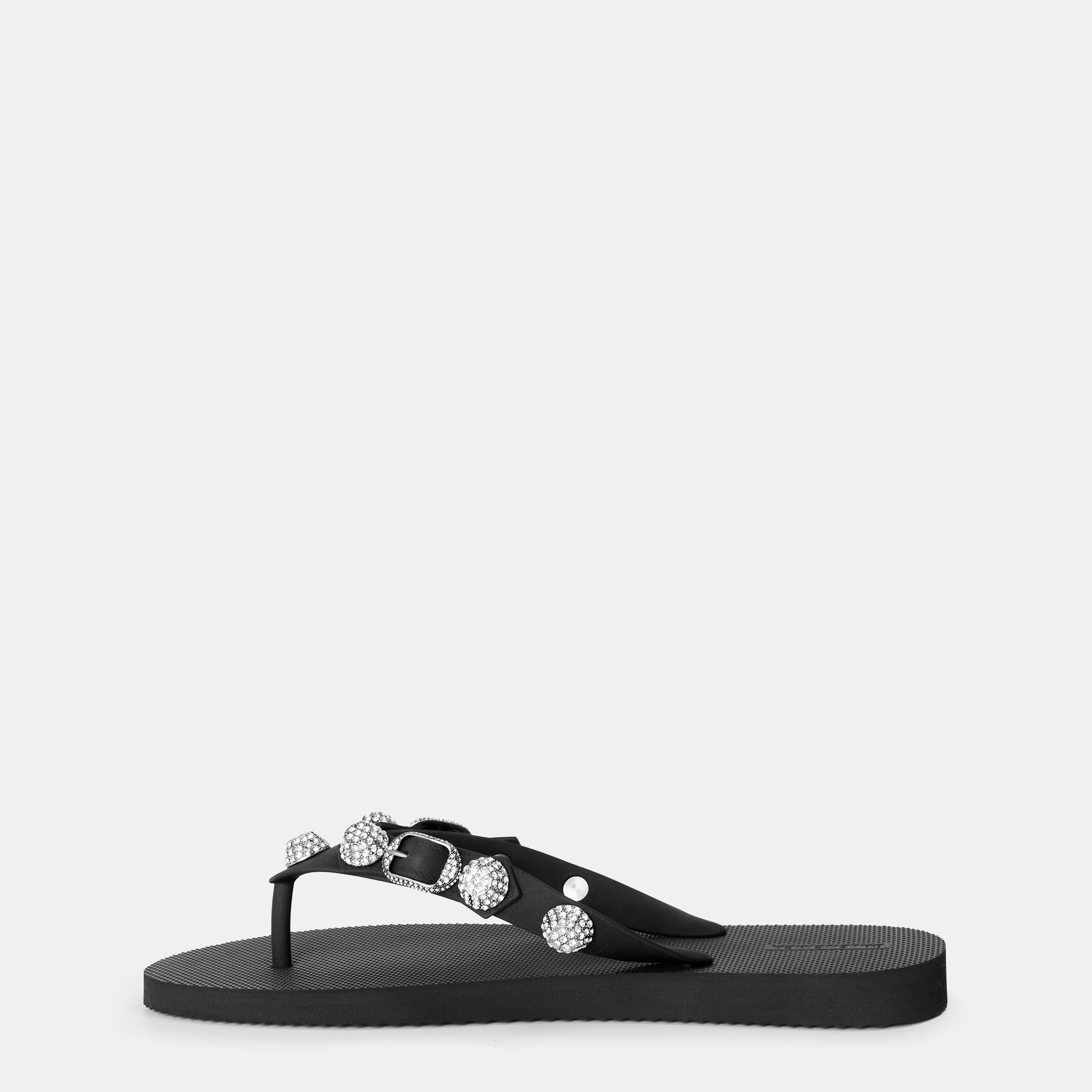 Black/Crystal - Balenciaga - Women's Bal Cagole Flip Flops - 2