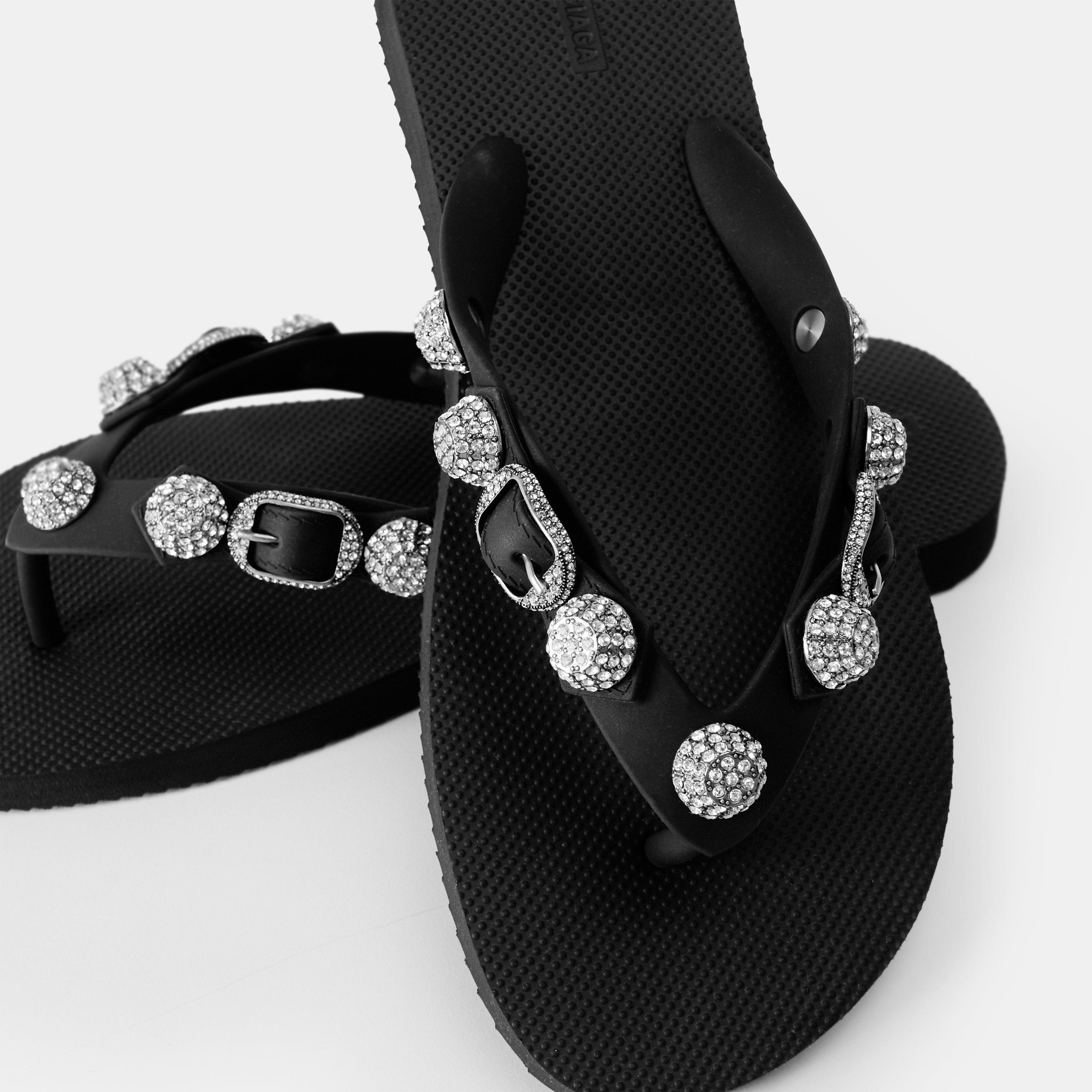 Black/Crystal - Balenciaga - Women's Bal Cagole Flip Flops - 4