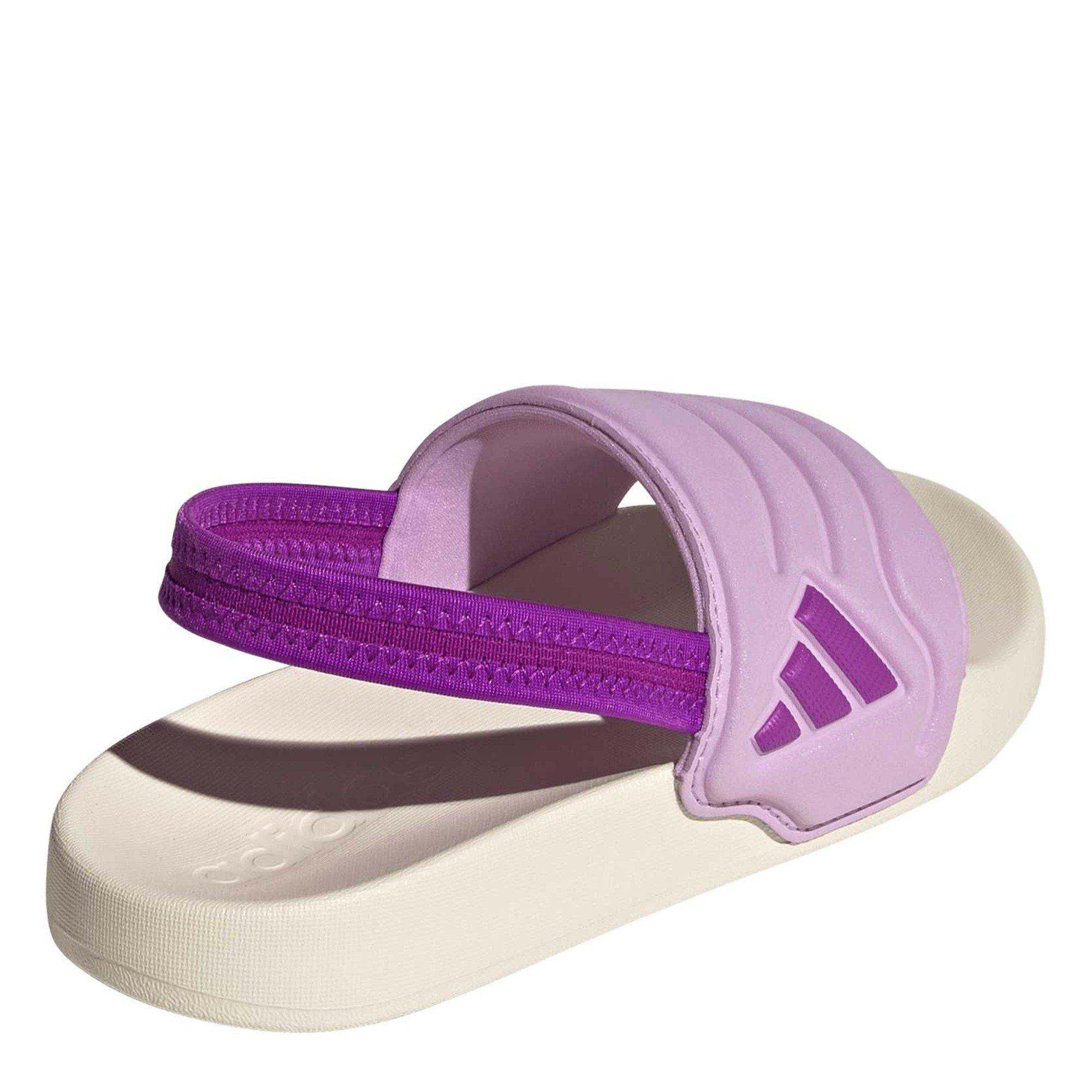Off White/Purpl - adidas - Kids' Adilette Estrap 2.0 Sports Sandal - 4