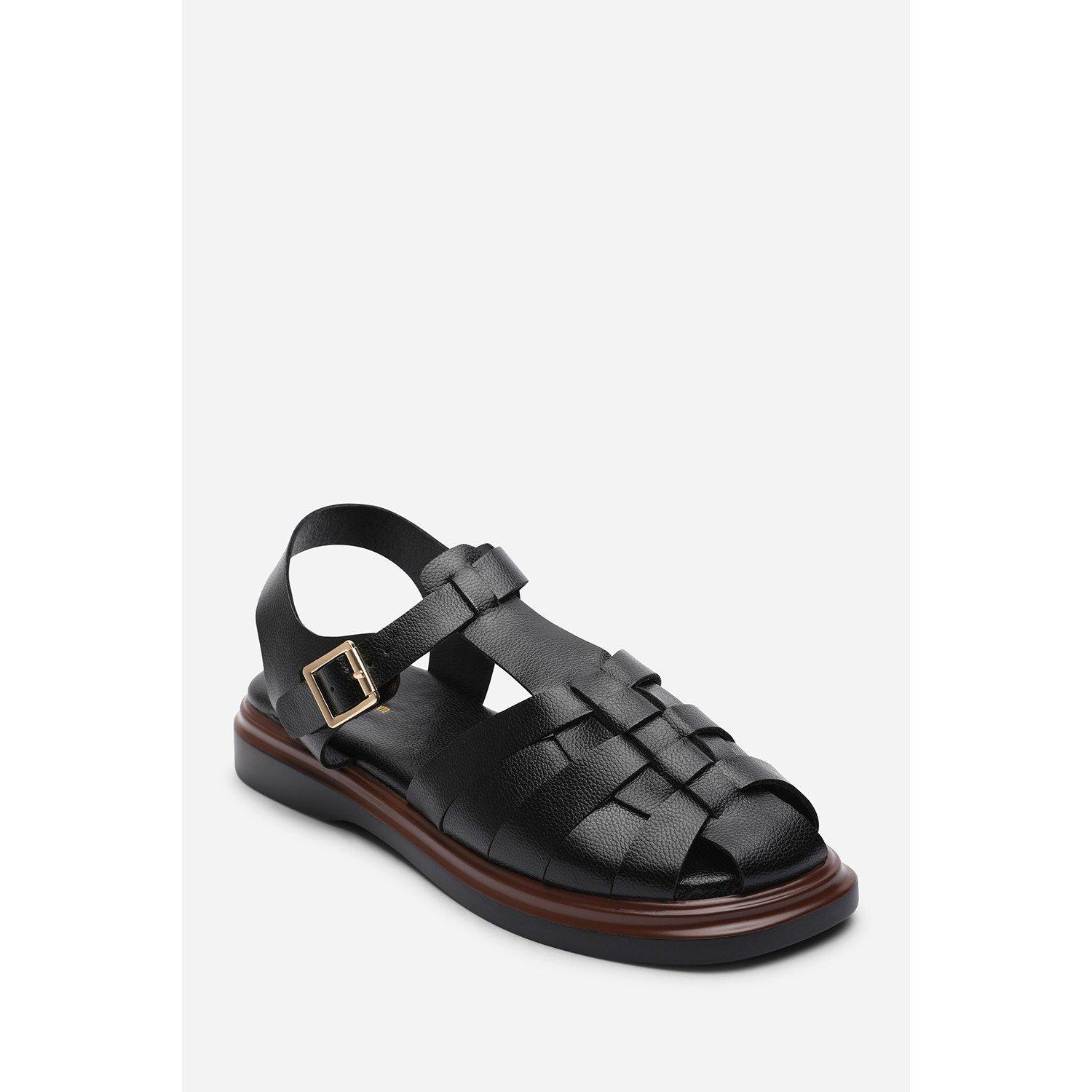 Black Grain PU - Wheres That From - Where’s Fisherman Woven Straps Flatform Sandal - 3