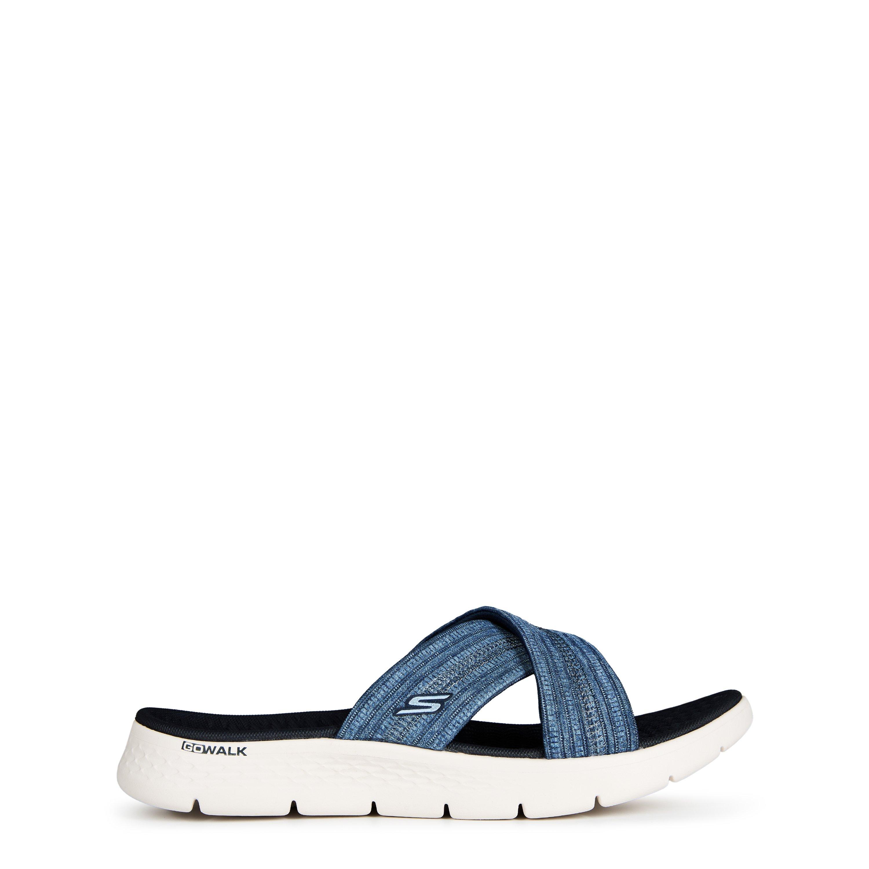 Azul marino - Skechers - Crossband Slide W Memory Foam Strap Flat Sandals Womens - 1