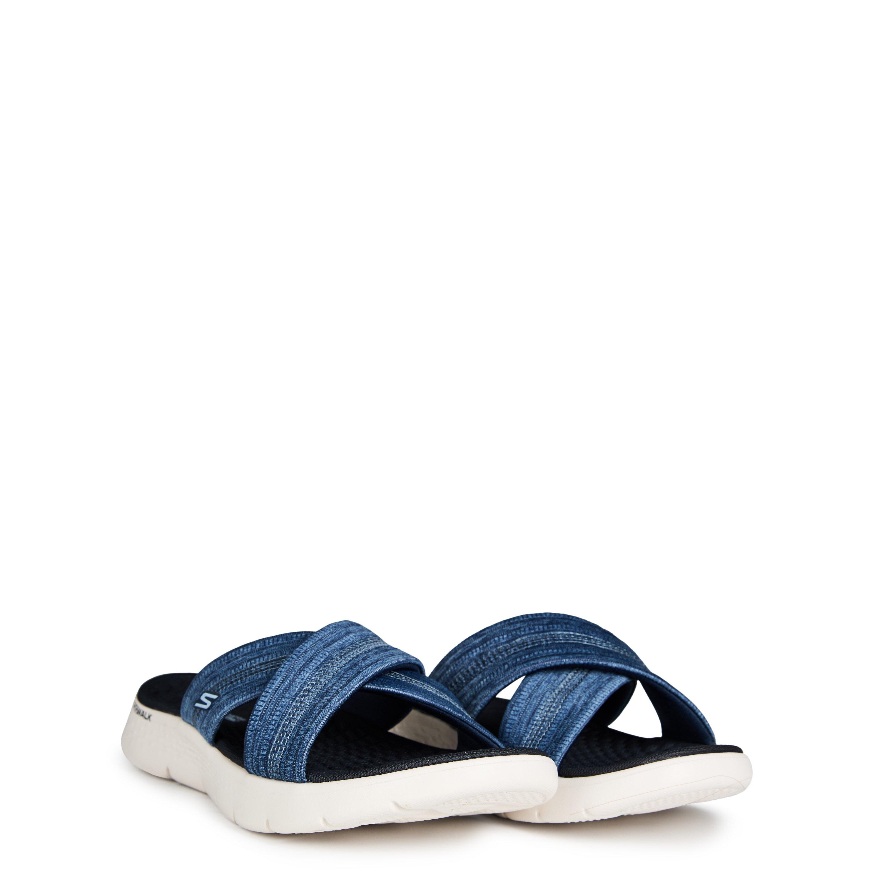 Azul marino - Skechers - Crossband Slide W Memory Foam Strap Flat Sandals Womens - 3
