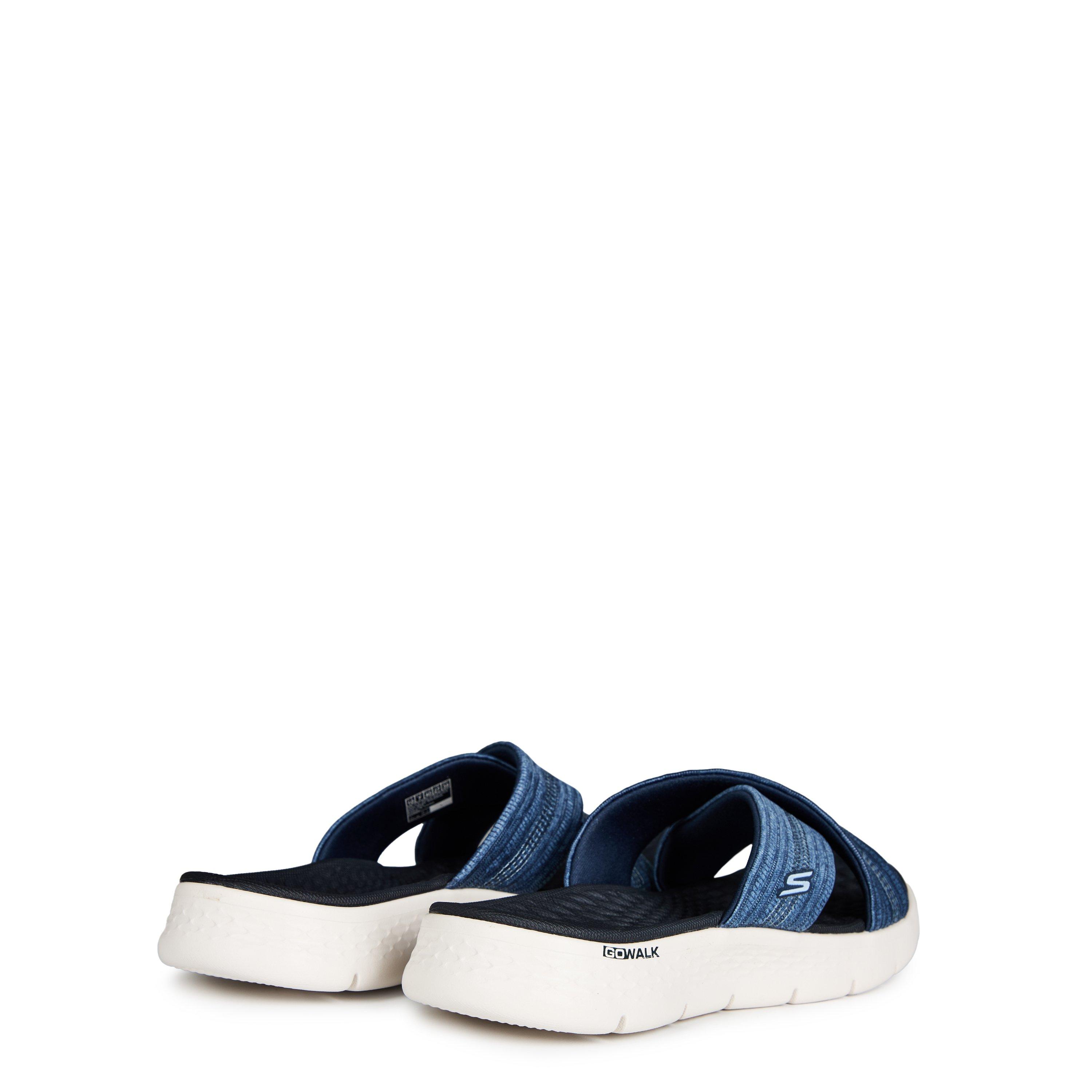 Azul marino - Skechers - Crossband Slide W Memory Foam Strap Flat Sandals Womens - 4