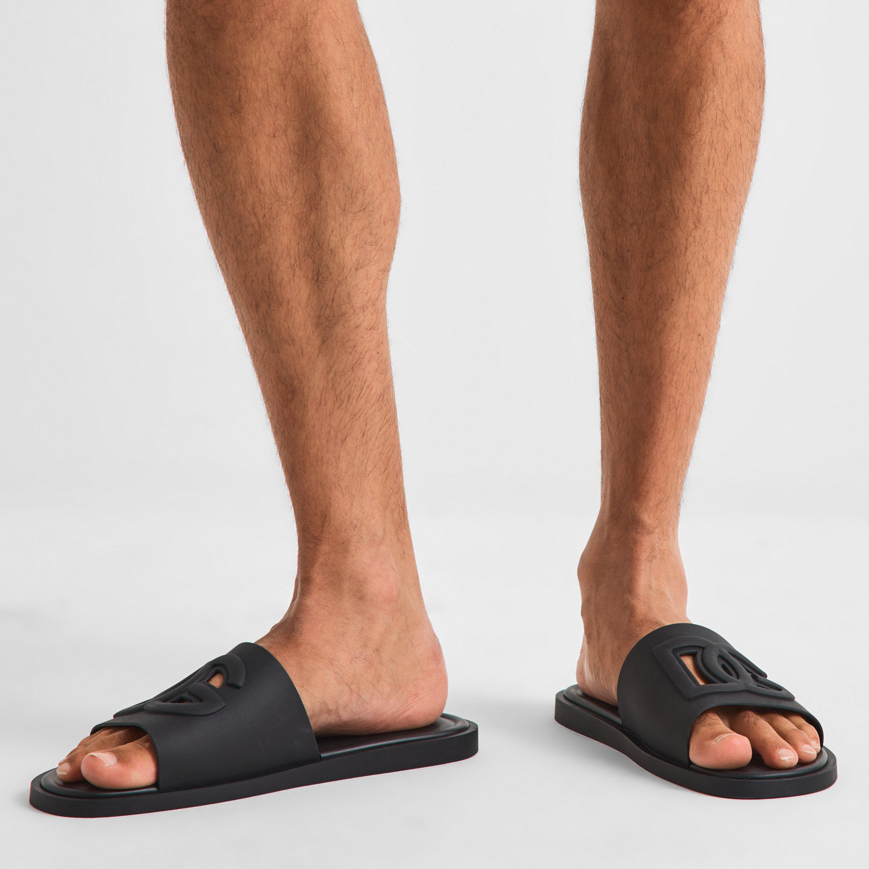 Black - Dolce and Gabbana - DG Rubber Cut Slide Sn63 - 3