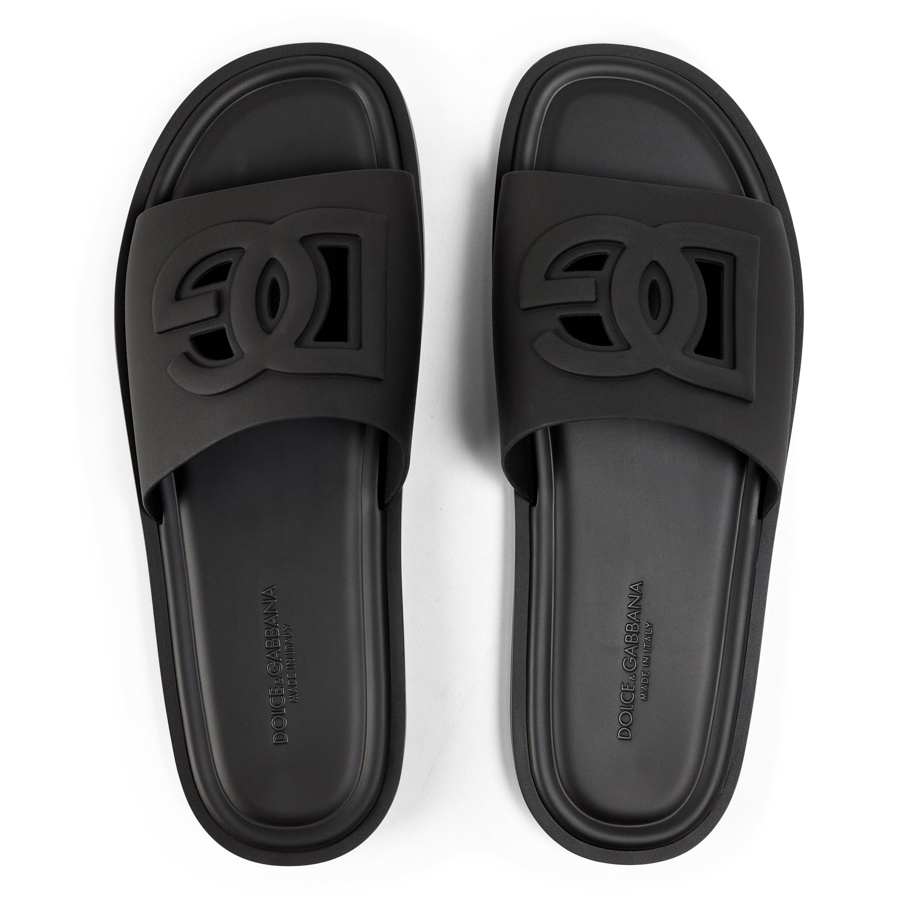 Black - Dolce and Gabbana - DG Rubber Cut Slide Sn63 - 4