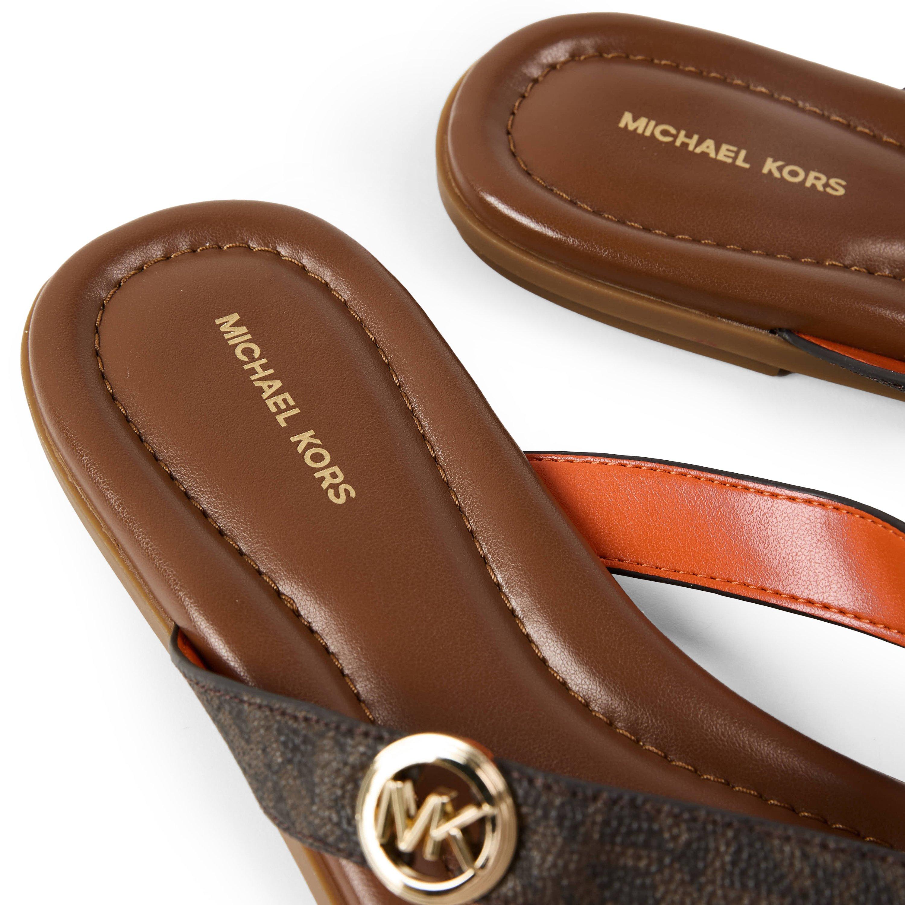 Brown - MICHAEL Michael Kors - Women's Erin Thong Flip Flops - 3