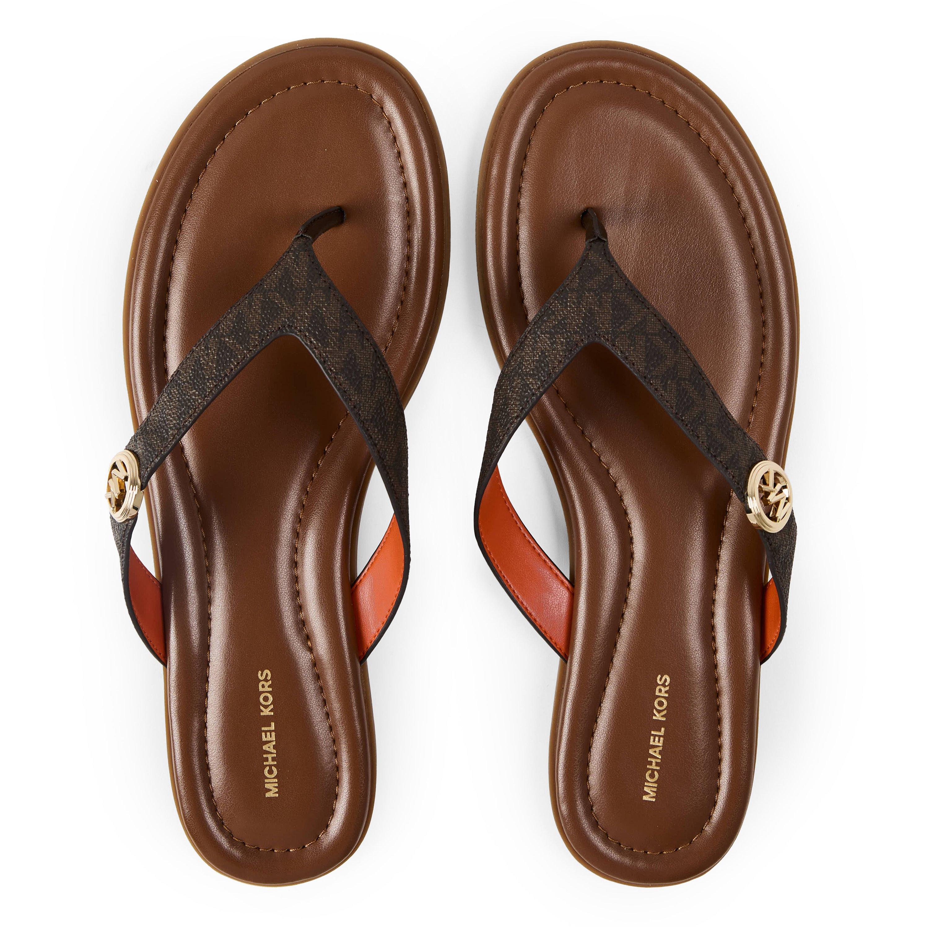 Brown - MICHAEL Michael Kors - Women's Erin Thong Flip Flops - 4