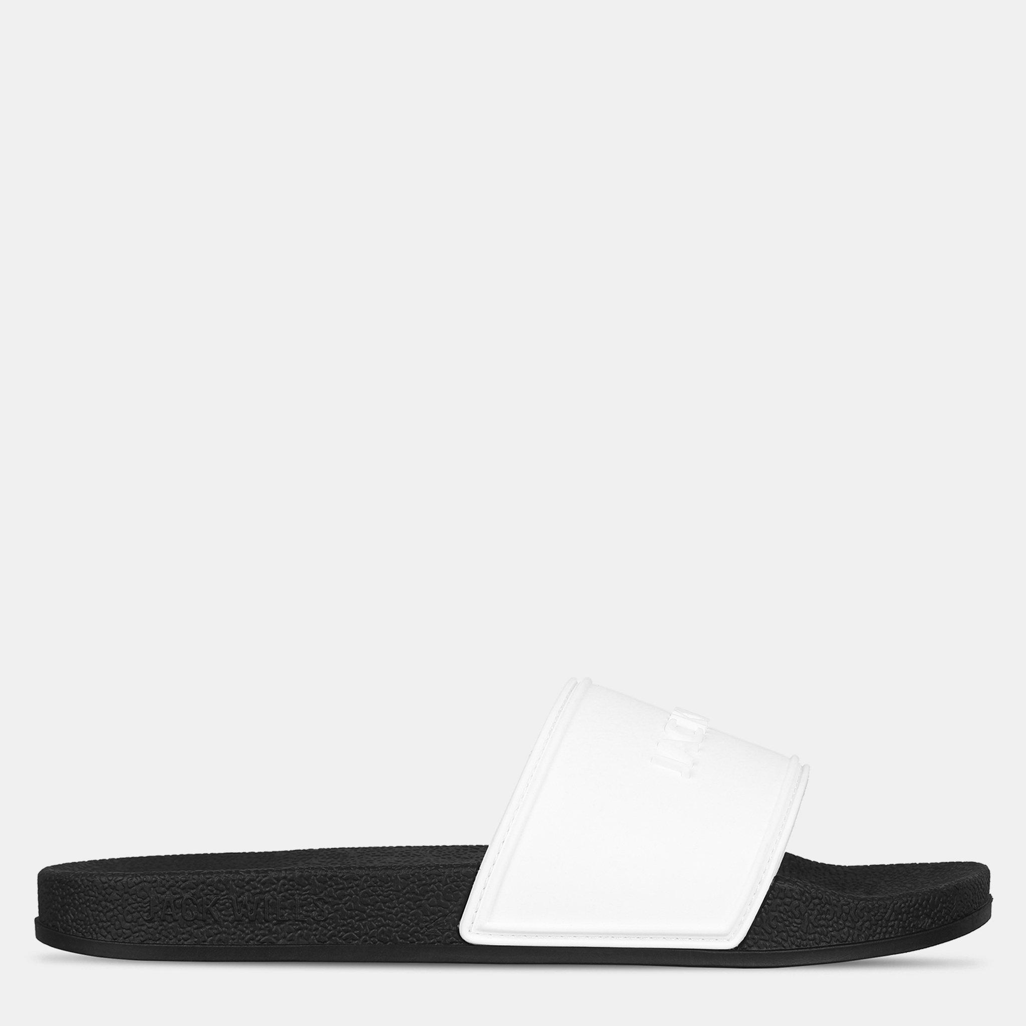 Jack Wills  Logo Sliders Mens - White/Black - 12 (47)