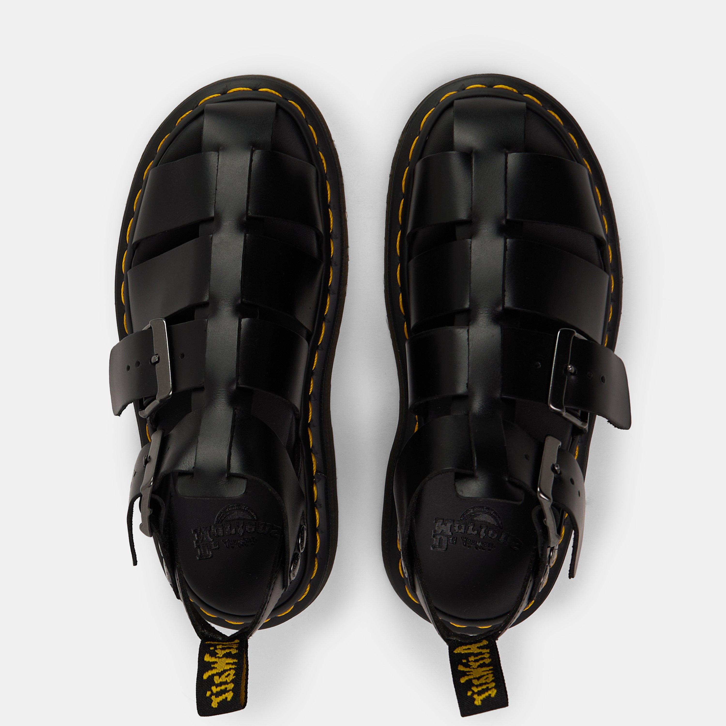 Black - Dr Martens - Unisex Adults Garin Leather Fisherman Flat Sandals - 4