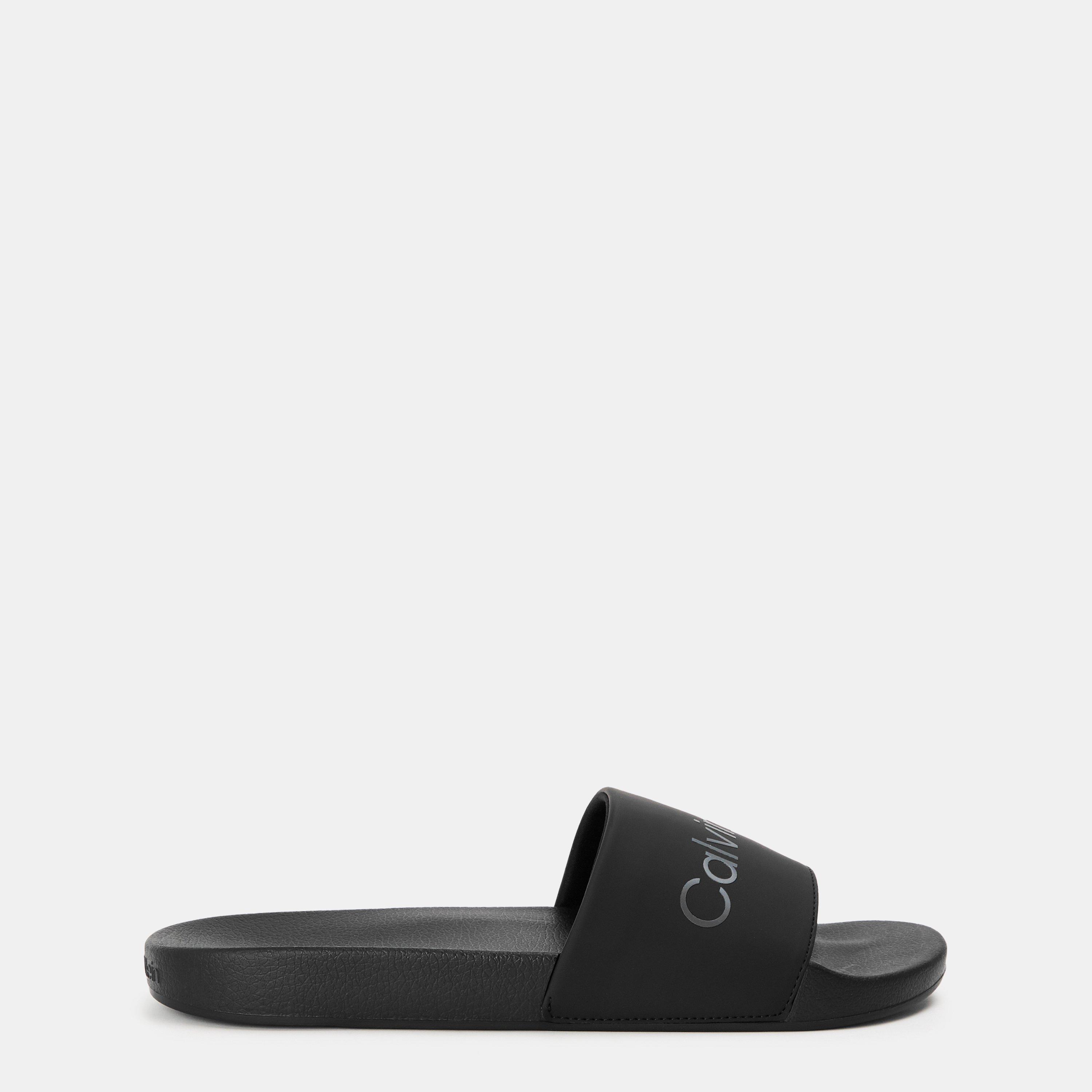 Calvin Klein Men's Pool Logo Sliders - Black/Grey - 11 (45)